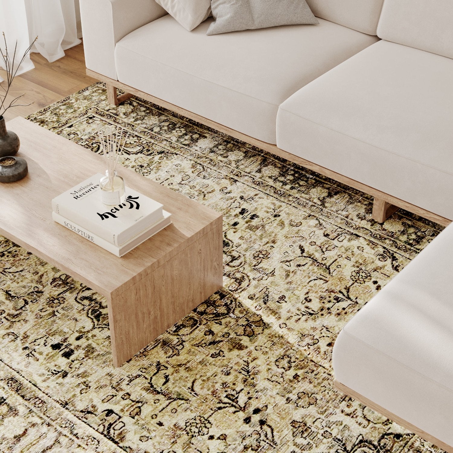 Distressed Look Vintage Rug for Modern Decor - Kuden Rugs