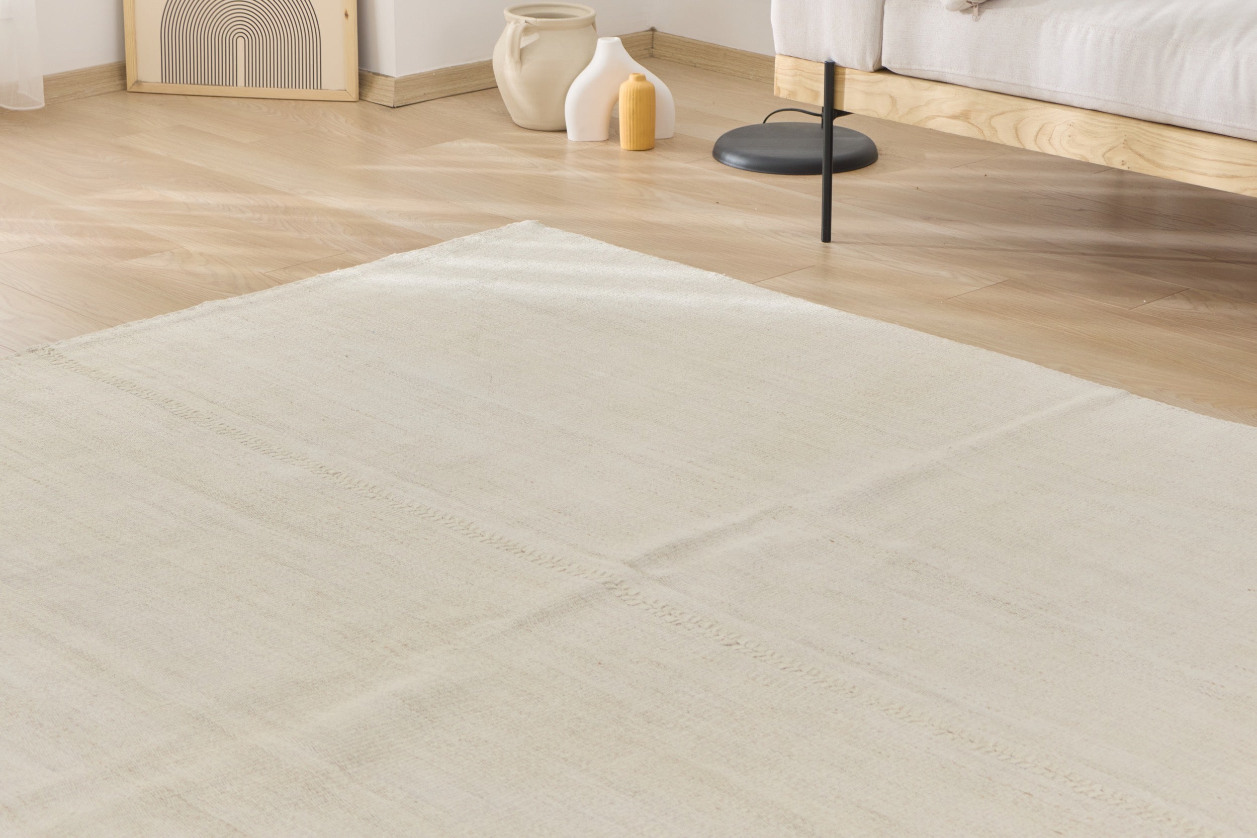 Tavia: An Expansive Turkish Hemp Rug with a Crisp, Clean Palette | Kuden Rugs