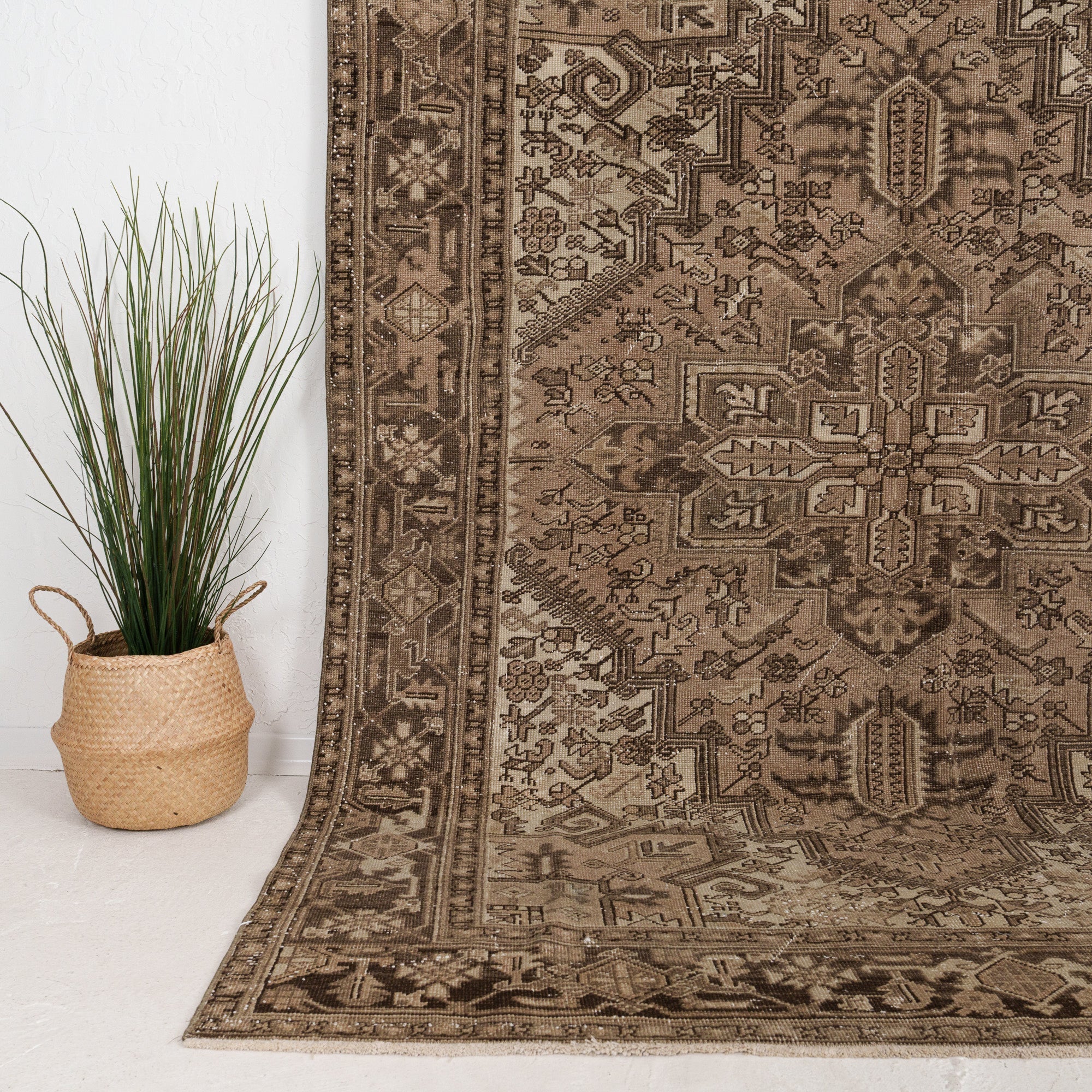 Brown and Beige Area Wool Rug