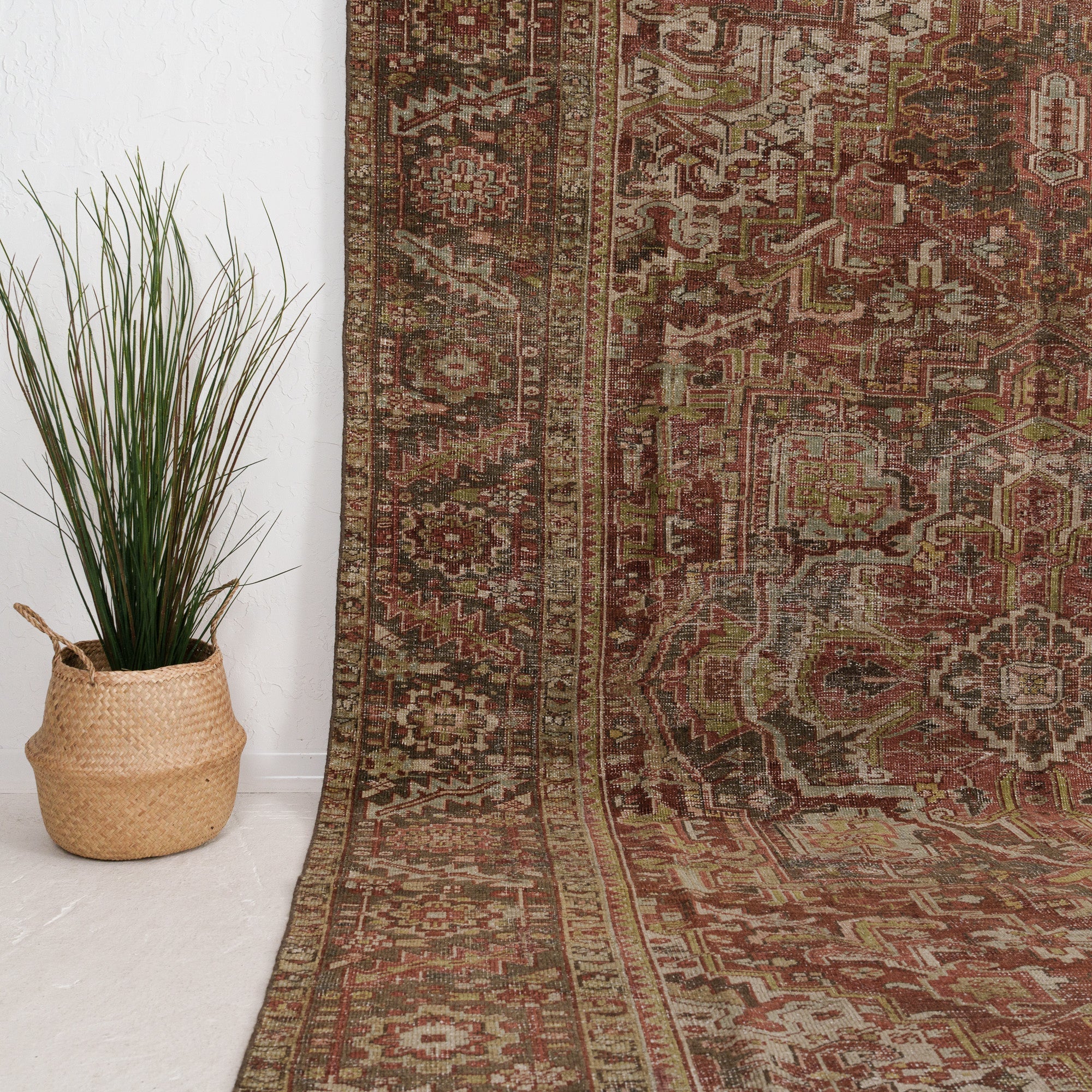 Brown and Red Area Wool Rug