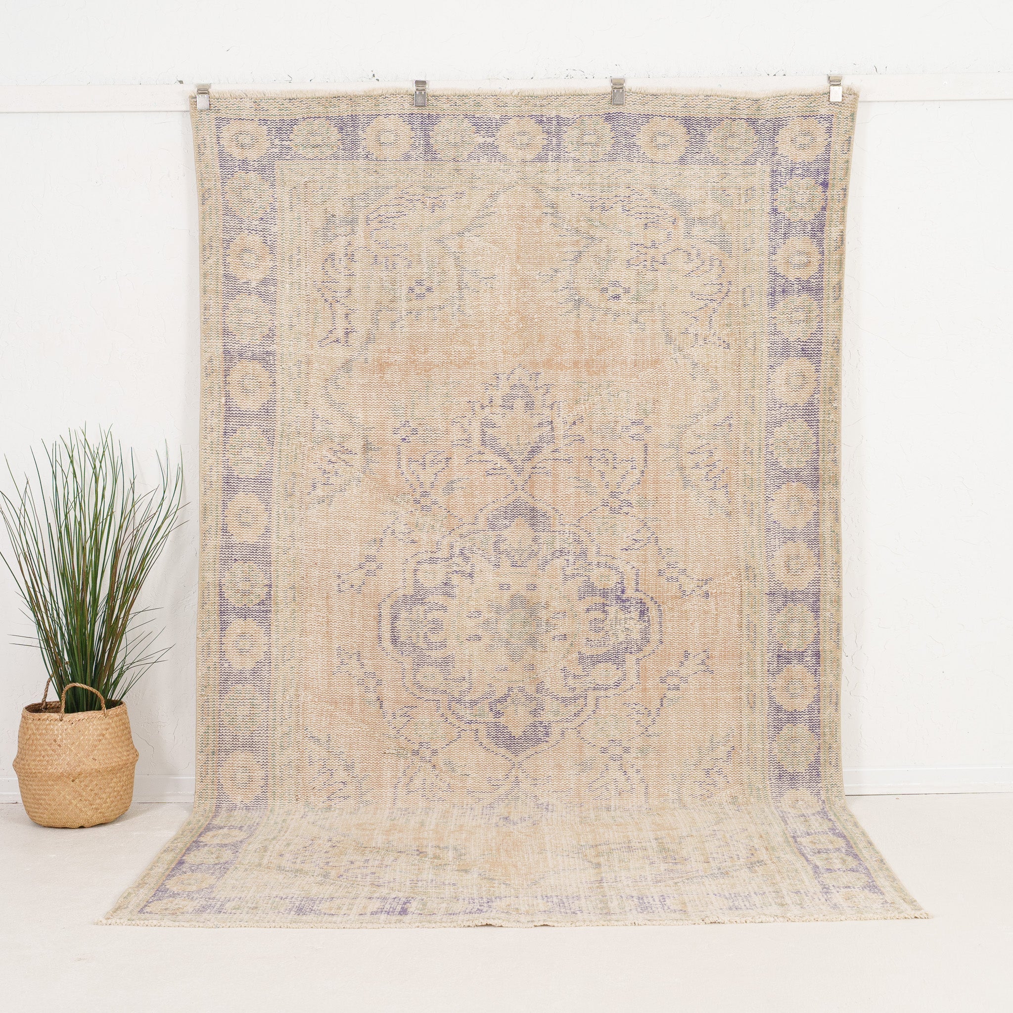 6' x 10' - Vintage Turkish Area Rug, Blue - Alesia | Kuden Rugs