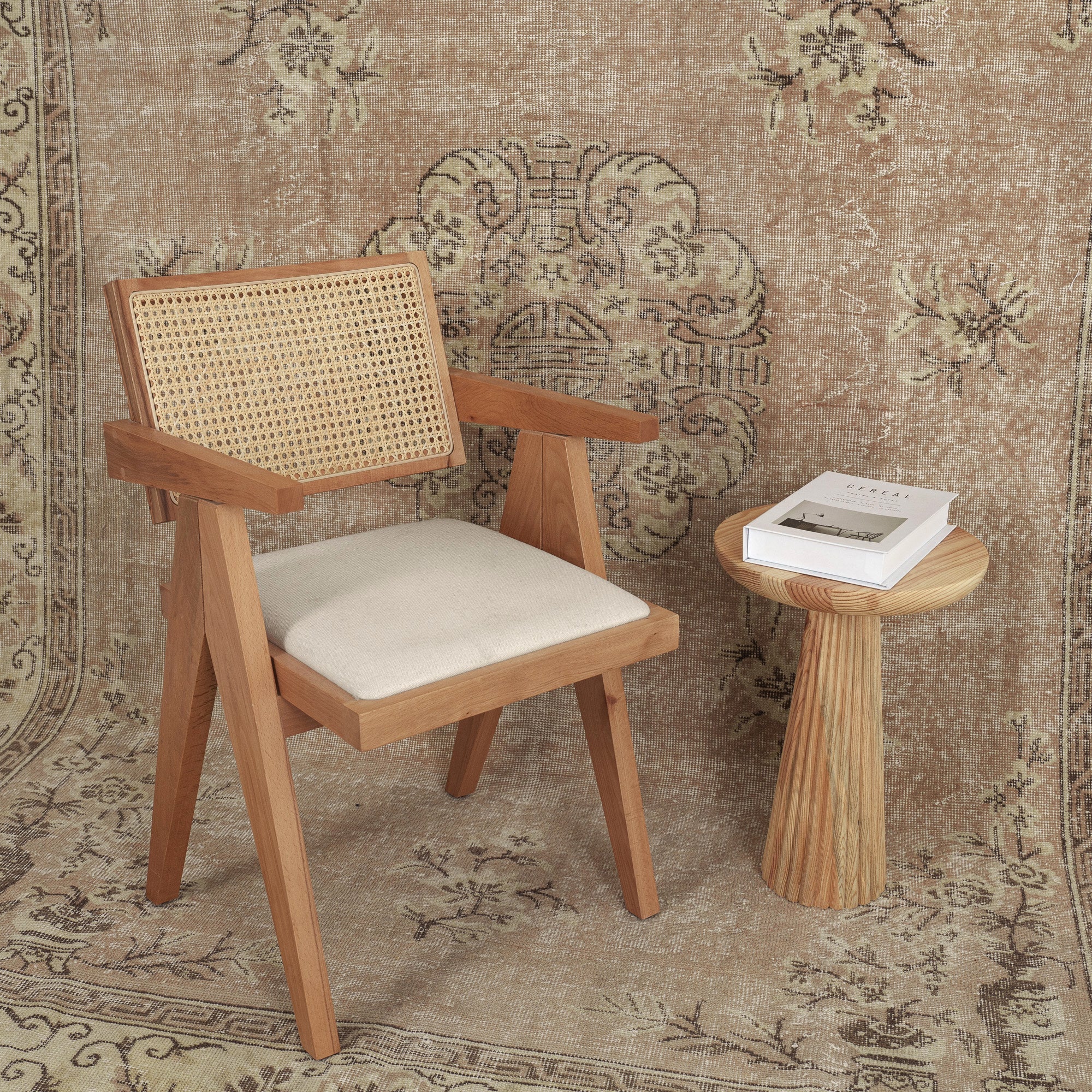 Vintage beige 7x9 area rug - adds charm to the living room, bedroom, entryway, office, kitchen & dining