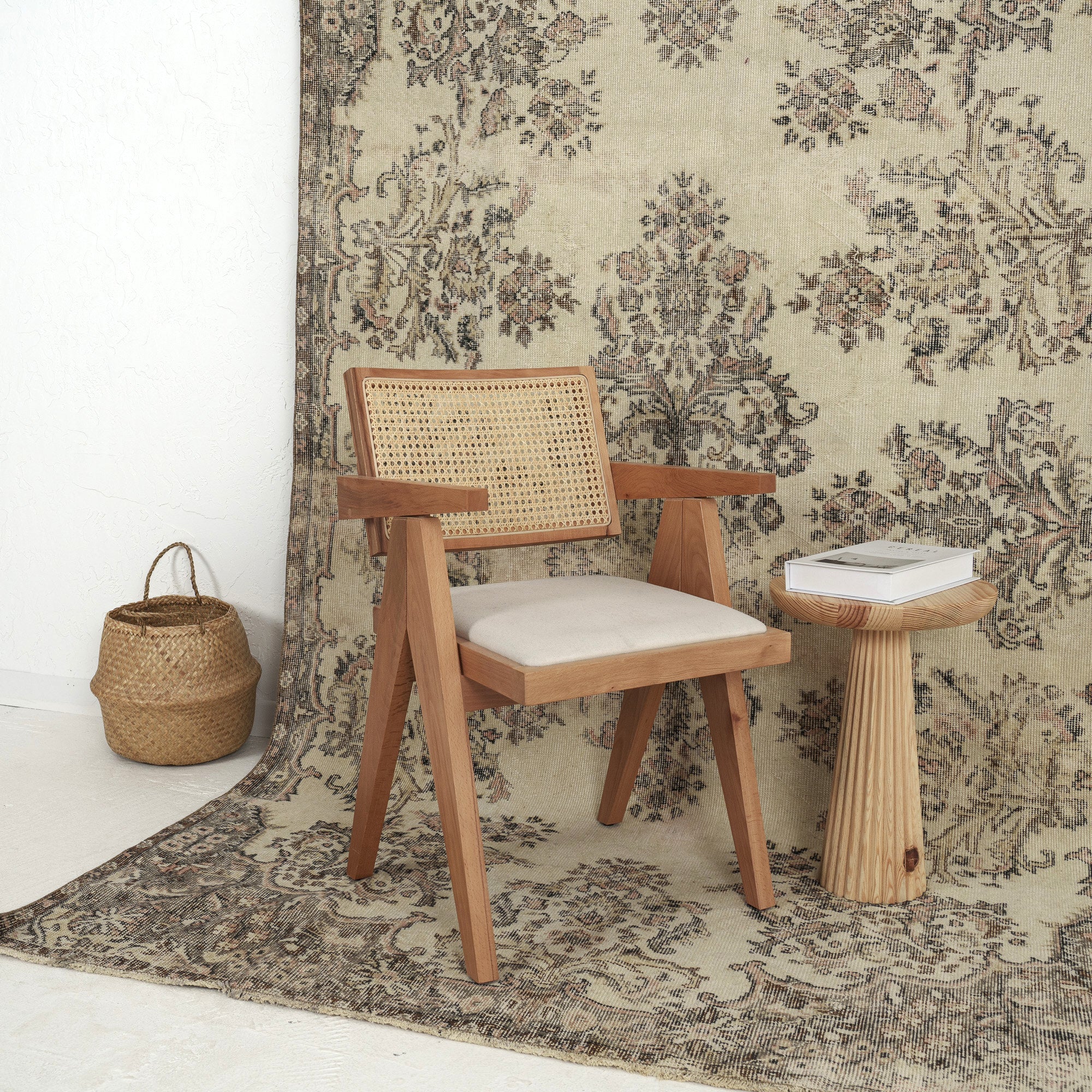 Vintage beige 5x9 area rug - adds charm to the living room, bedroom, entryway, office, kitchen & dining