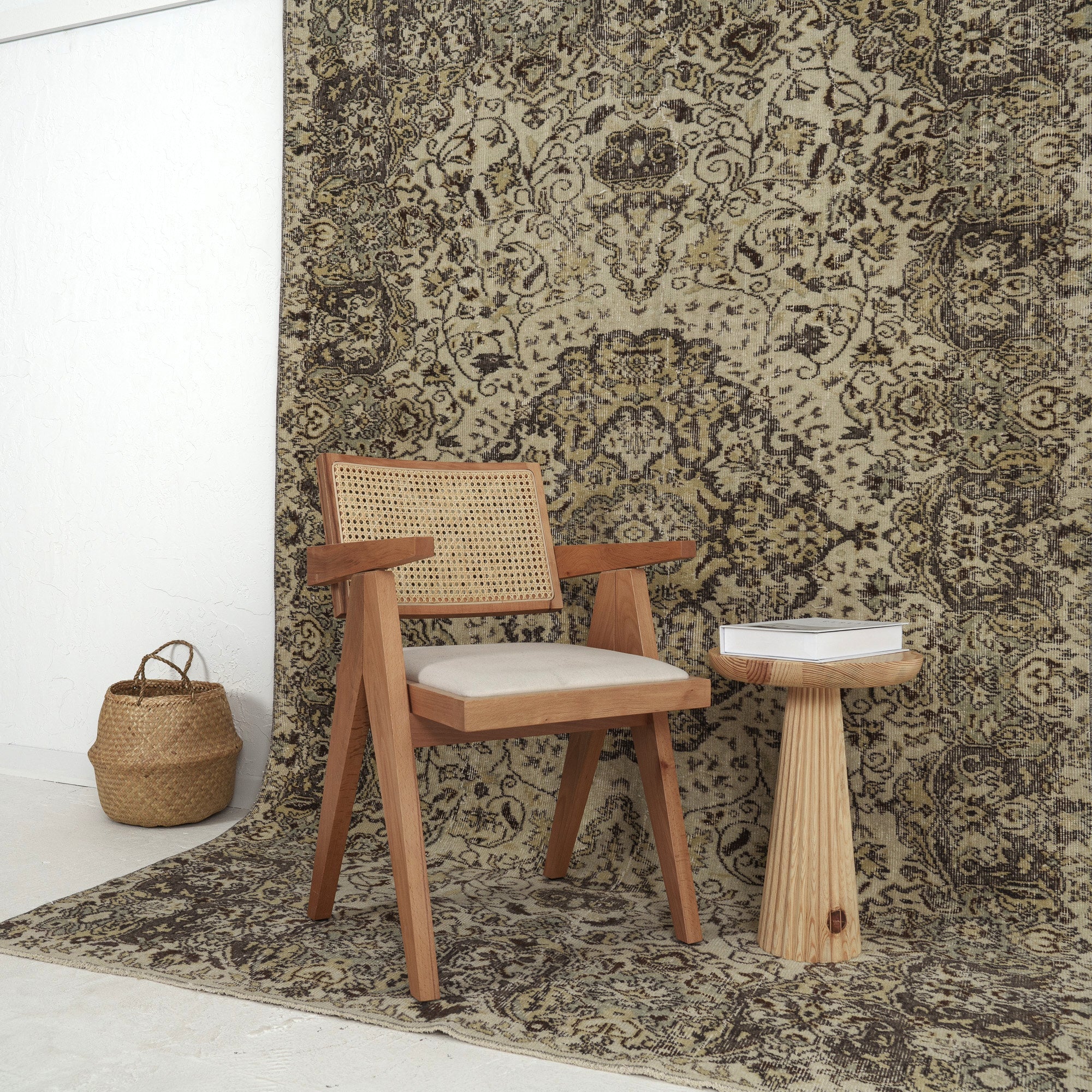 Vintage beige 6x9 area rug - adds charm to the living room, bedroom, entryway, office, kitchen & dining