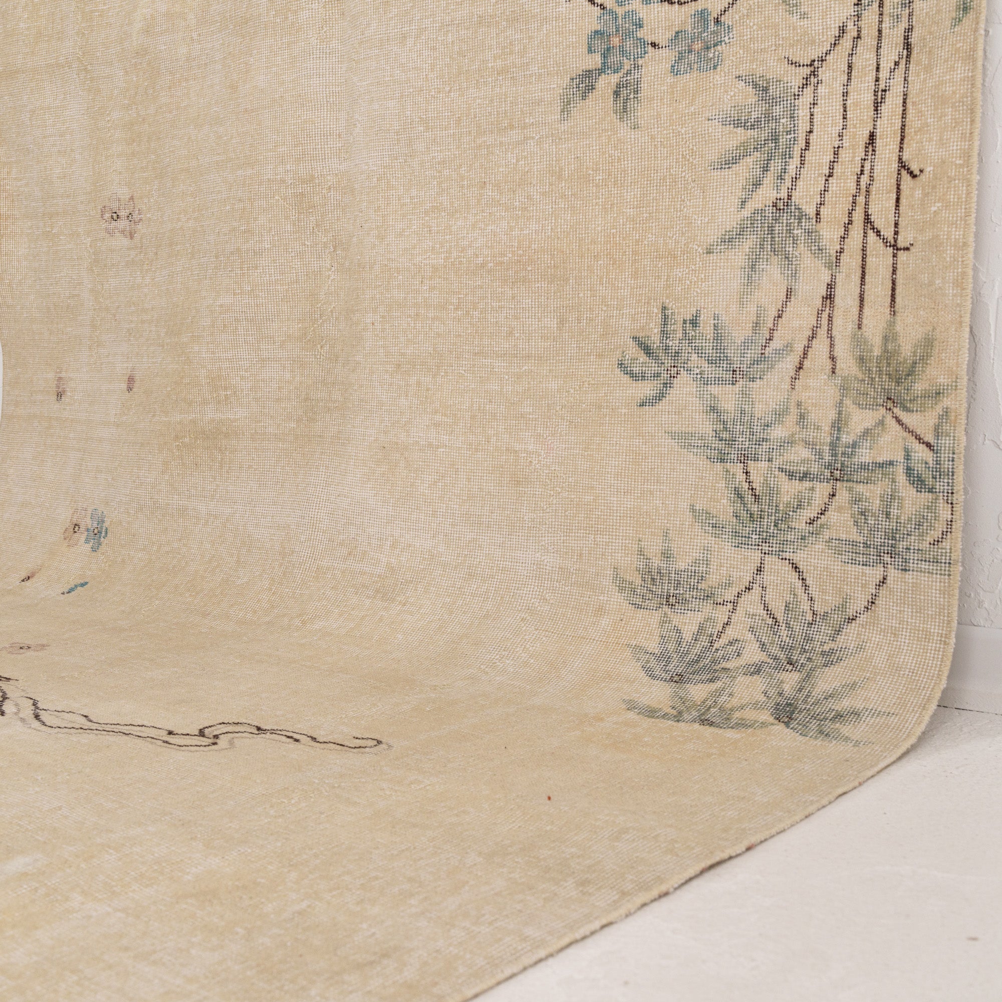 Beige and Blue Area Wool Rug