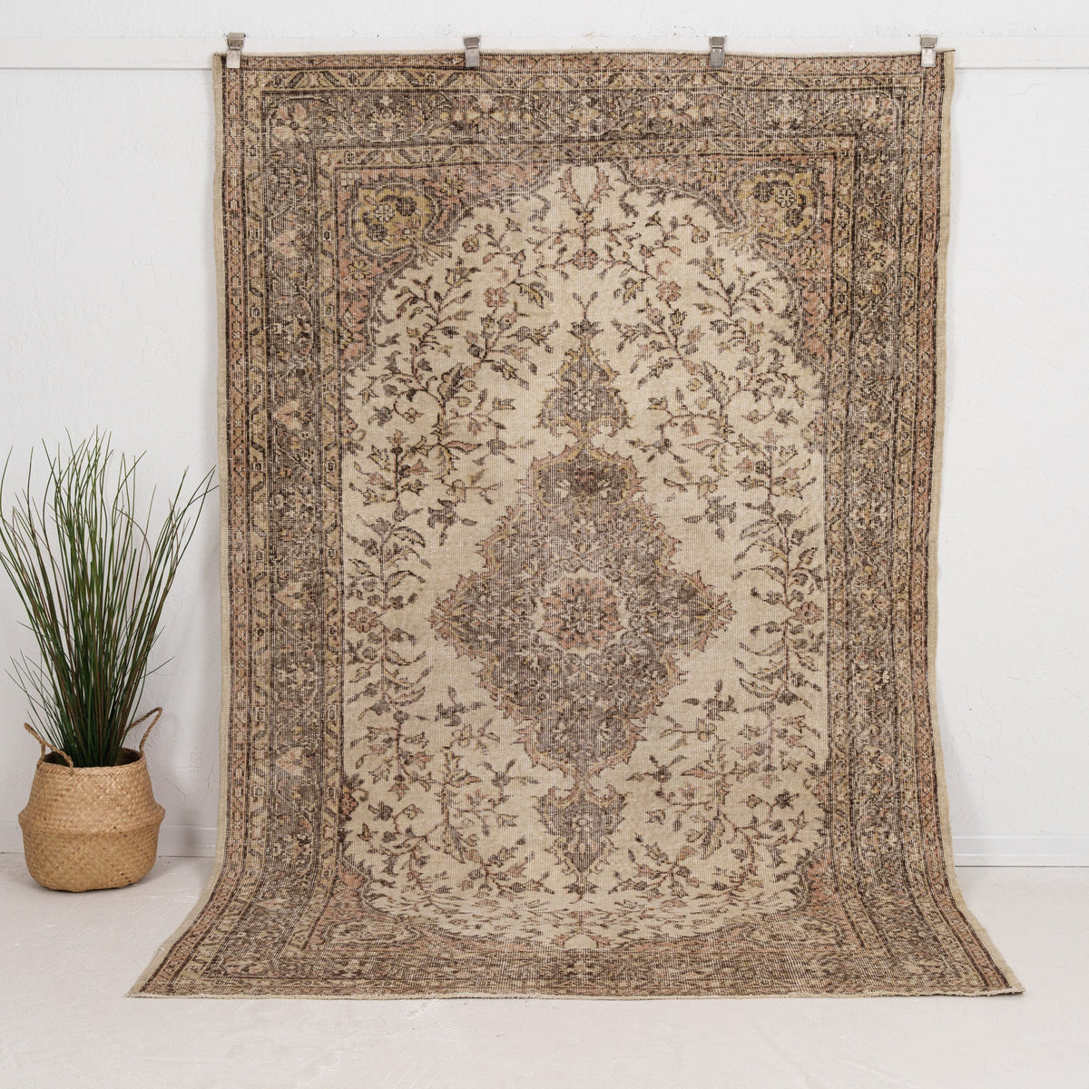 Beige and Brown Area Wool Rug