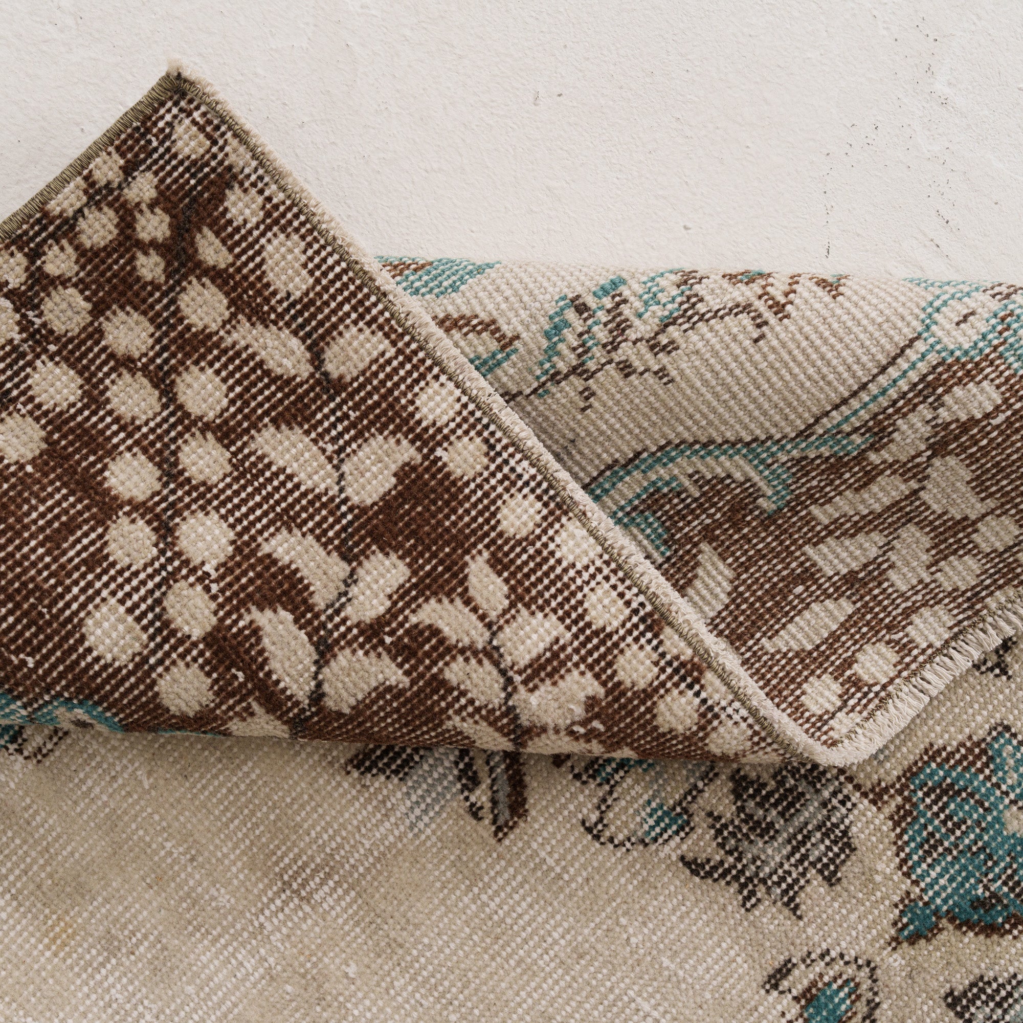 Beige and Brown Area Wool Rug