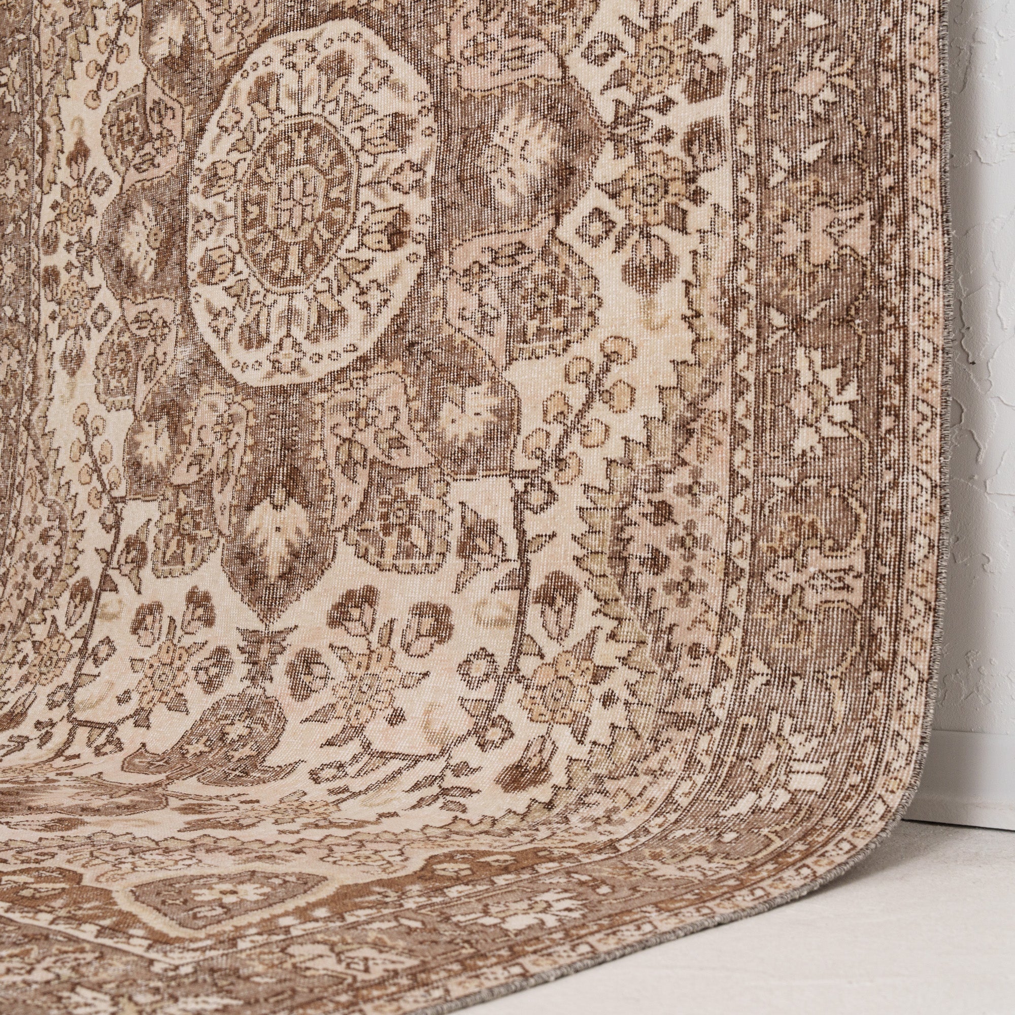 Beige and Brown Area Wool Rug