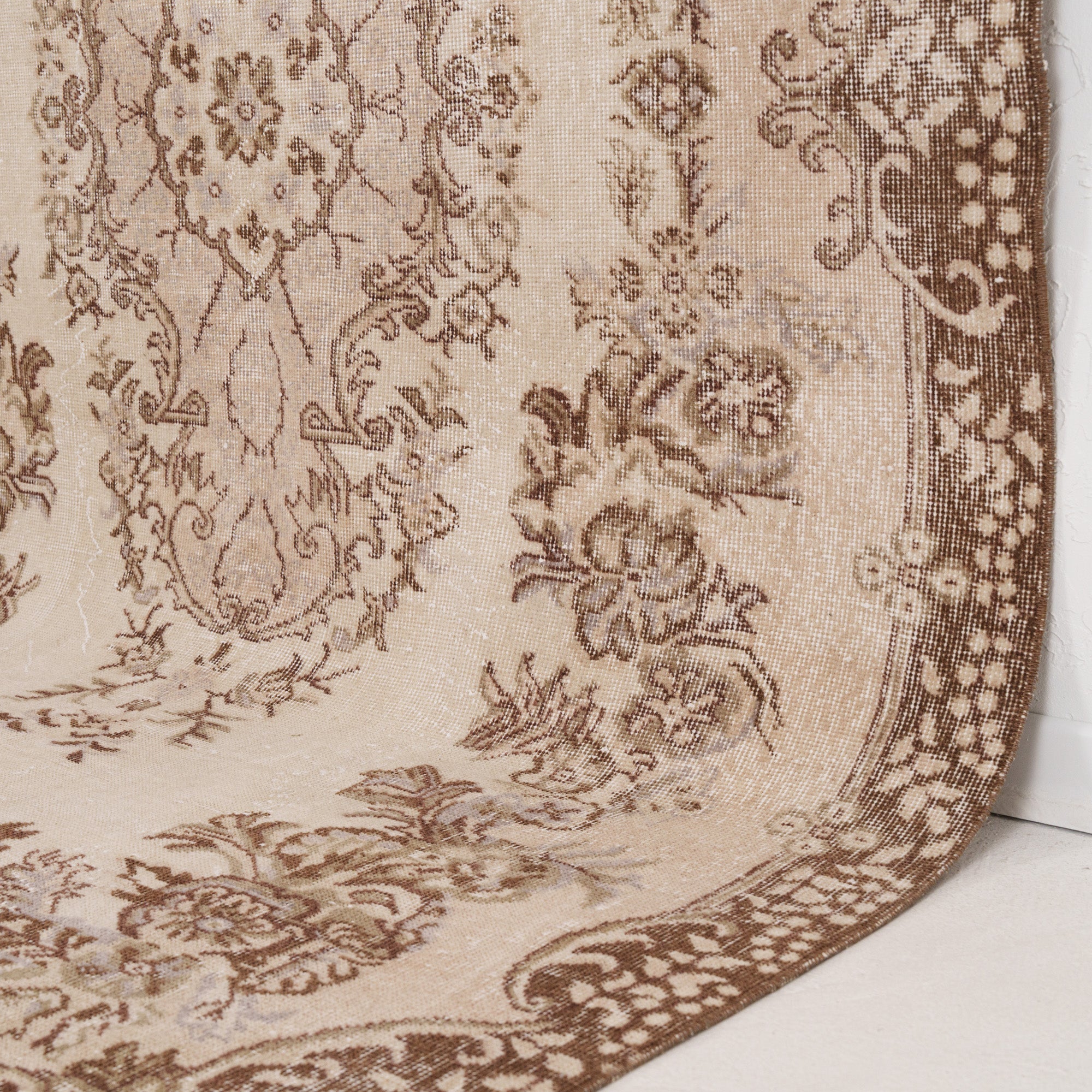 Beige and Brown Area Wool Rug