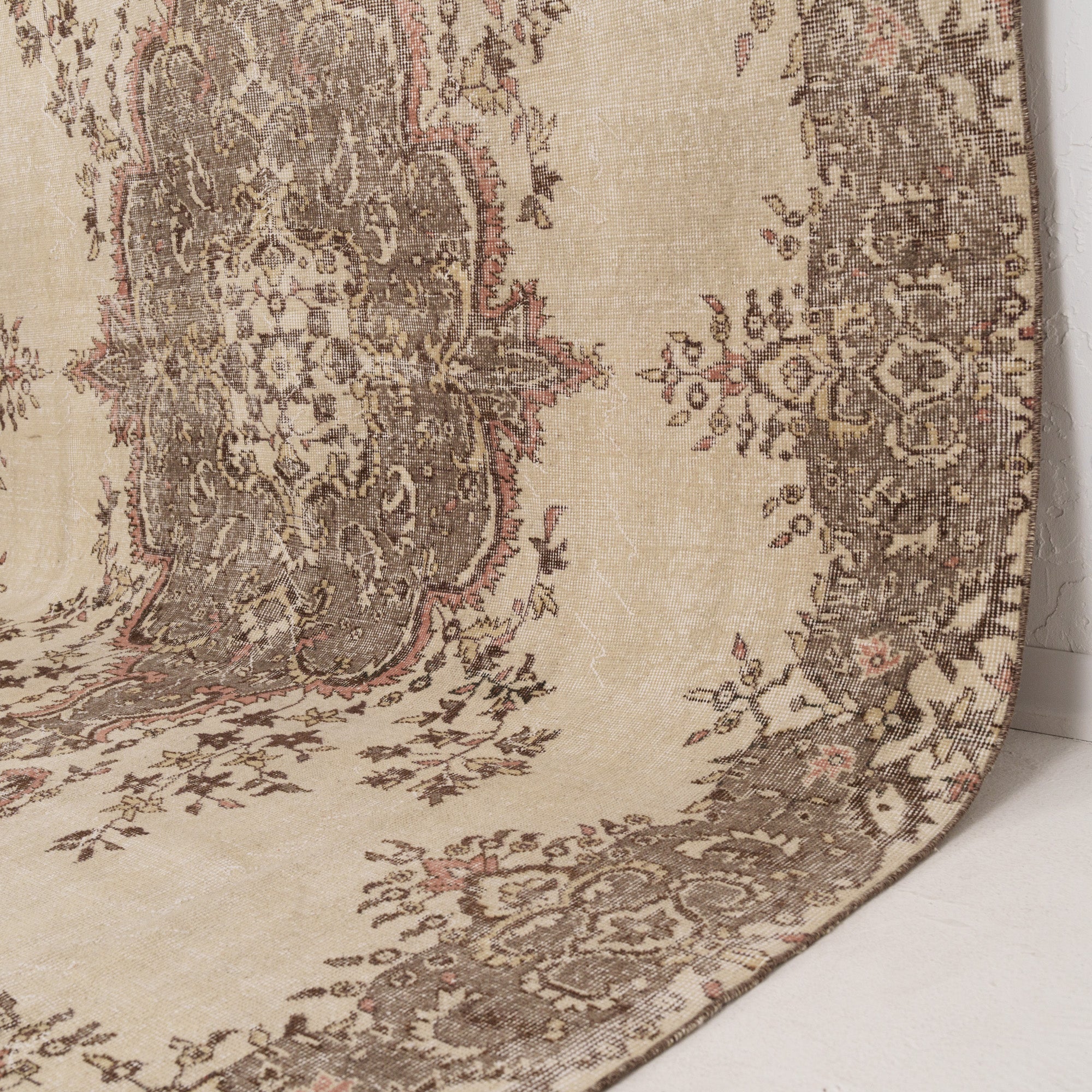 Beige and Brown Area Wool Rug