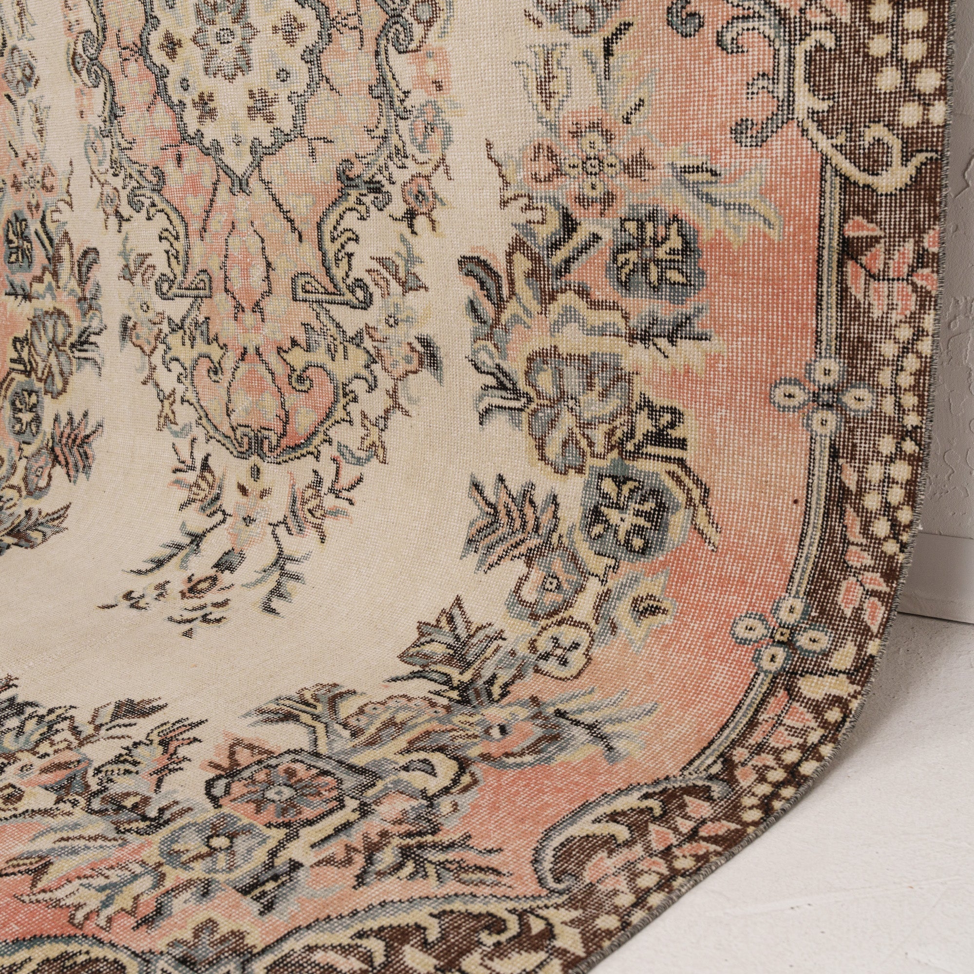 Beige and Red Area Wool Rug