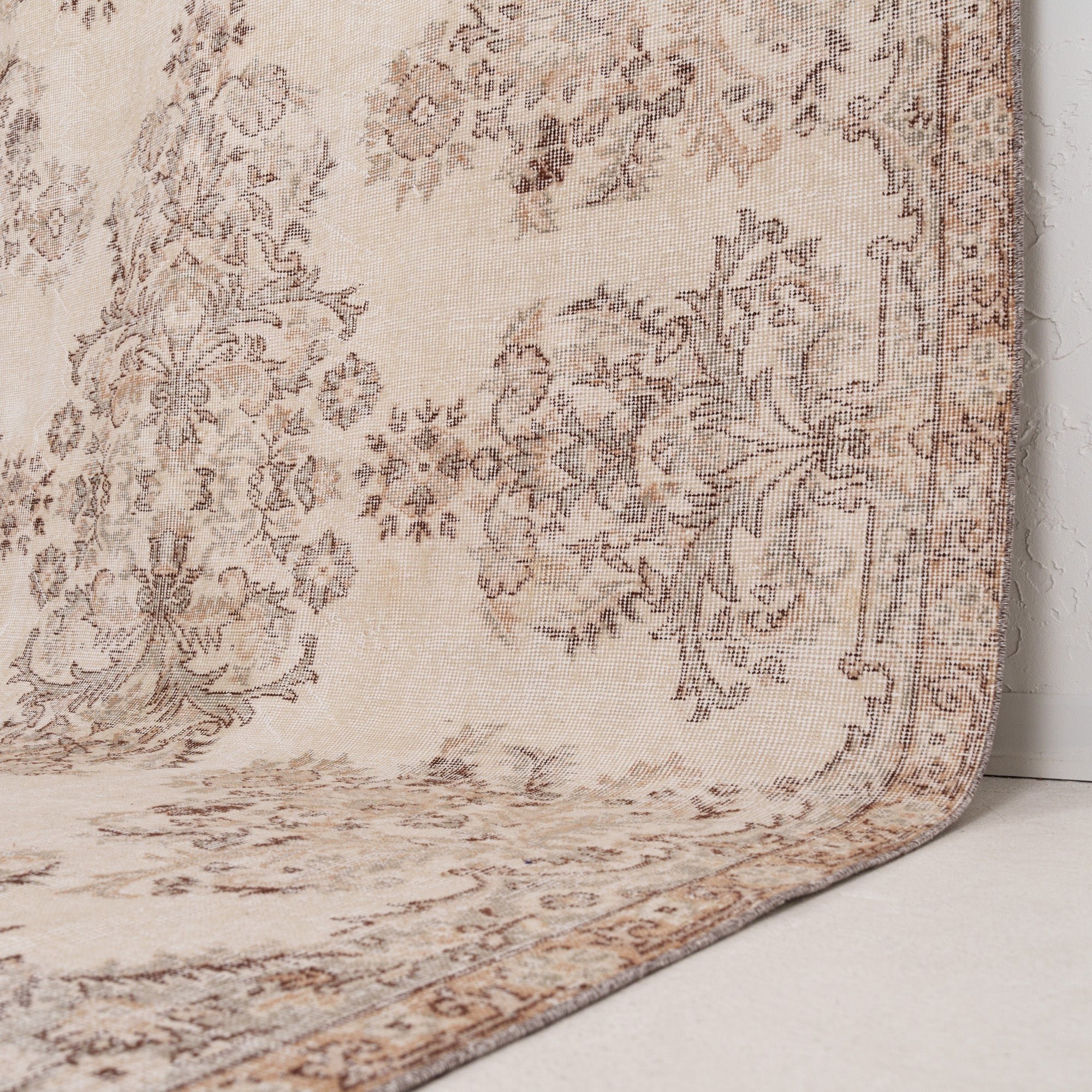 Beige and Brown Area Wool Rug