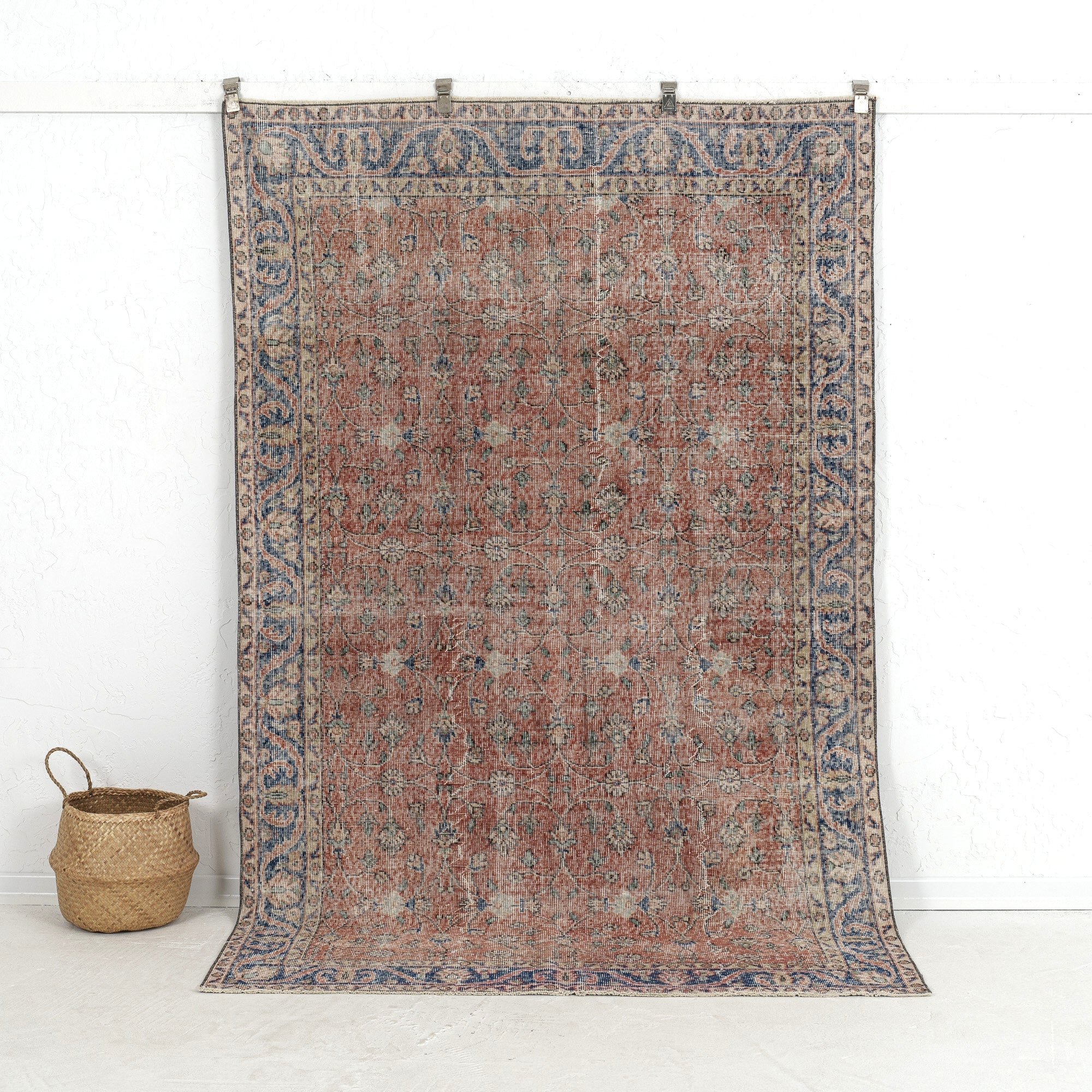 5' x 8' - Vintage Turkish Area Rug, Orange - Uriya | Kuden Rugs 5' x 8' - Vintage Turkish Area Rug, Orange - Uriya | Kuden Rugs