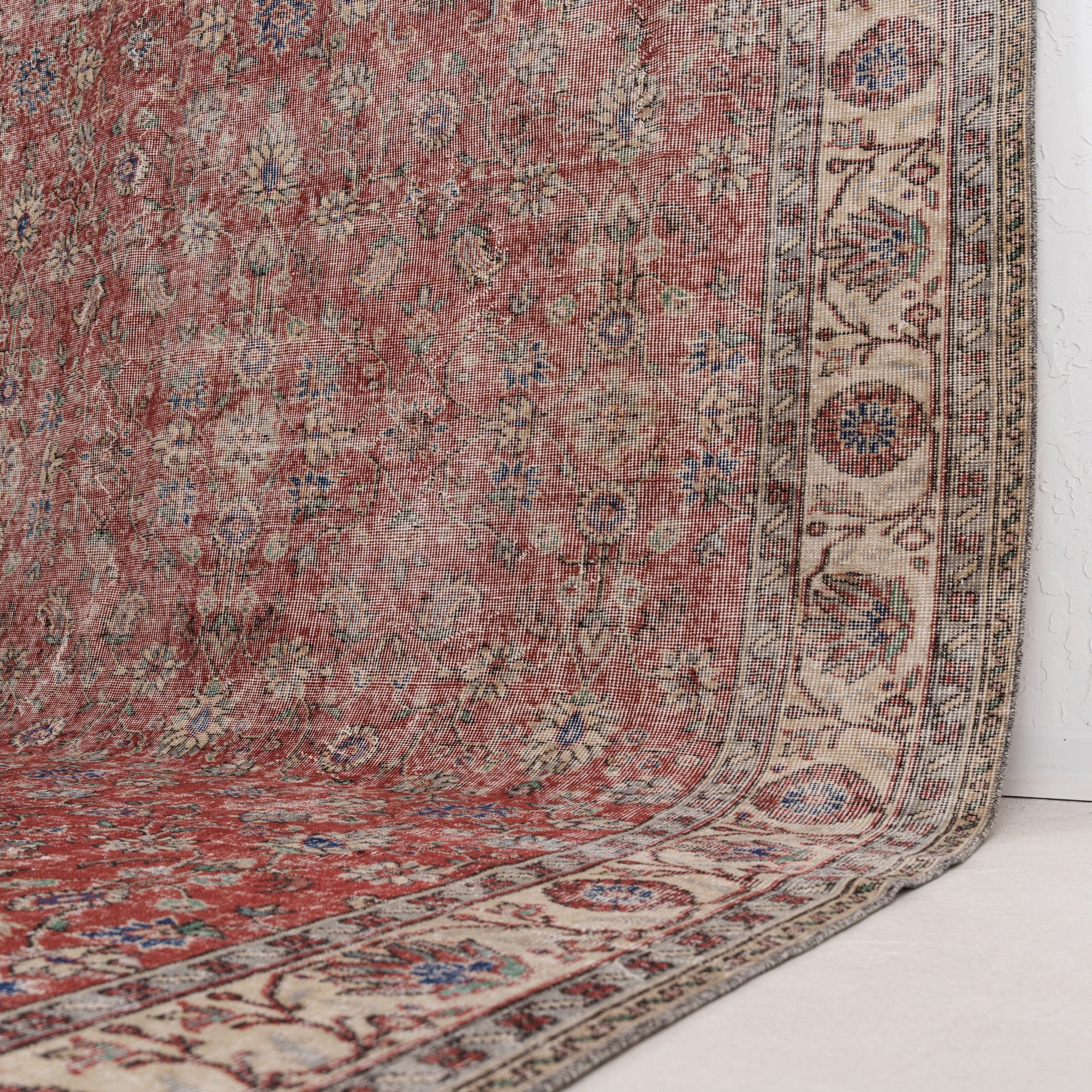 Red and Beige Area Wool Rug
