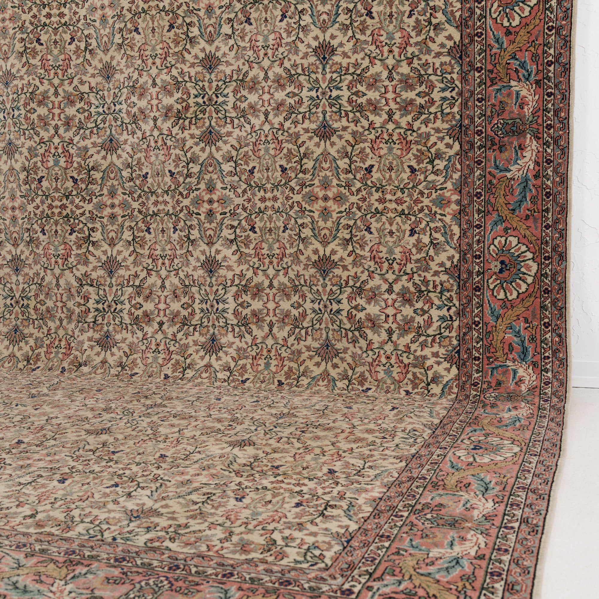 Beige and Red Area Wool Rug