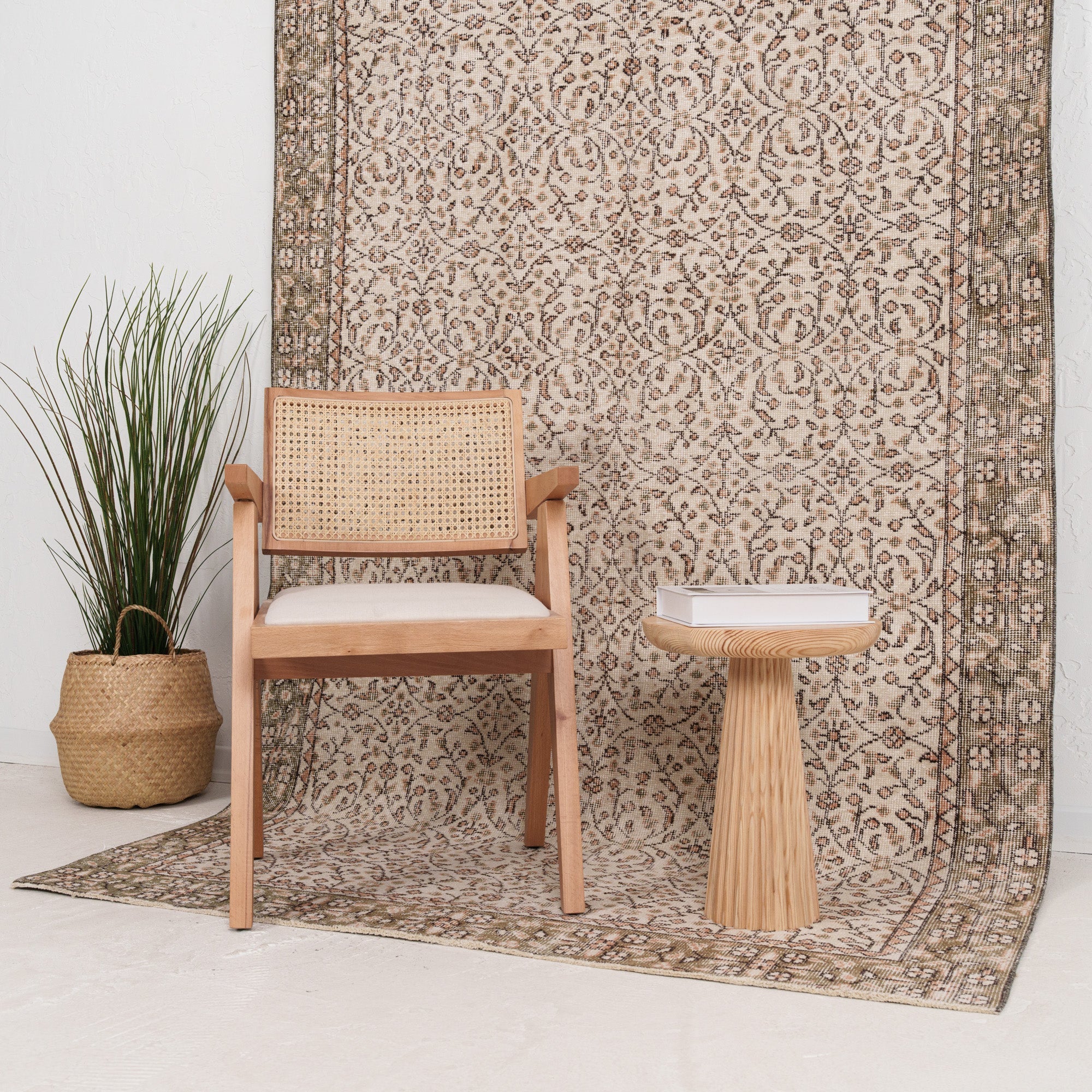 Beige and Brown Area Wool Rug