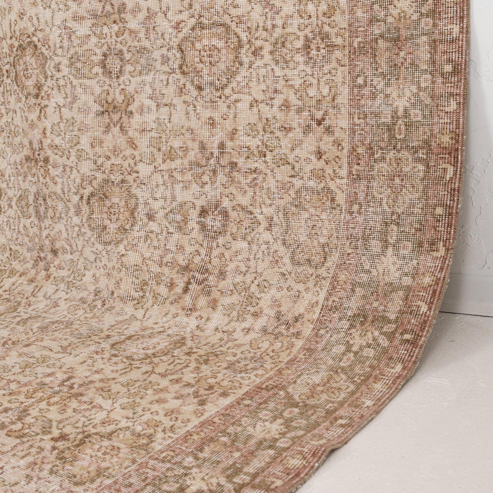 Beige and Orange Area Wool Rug