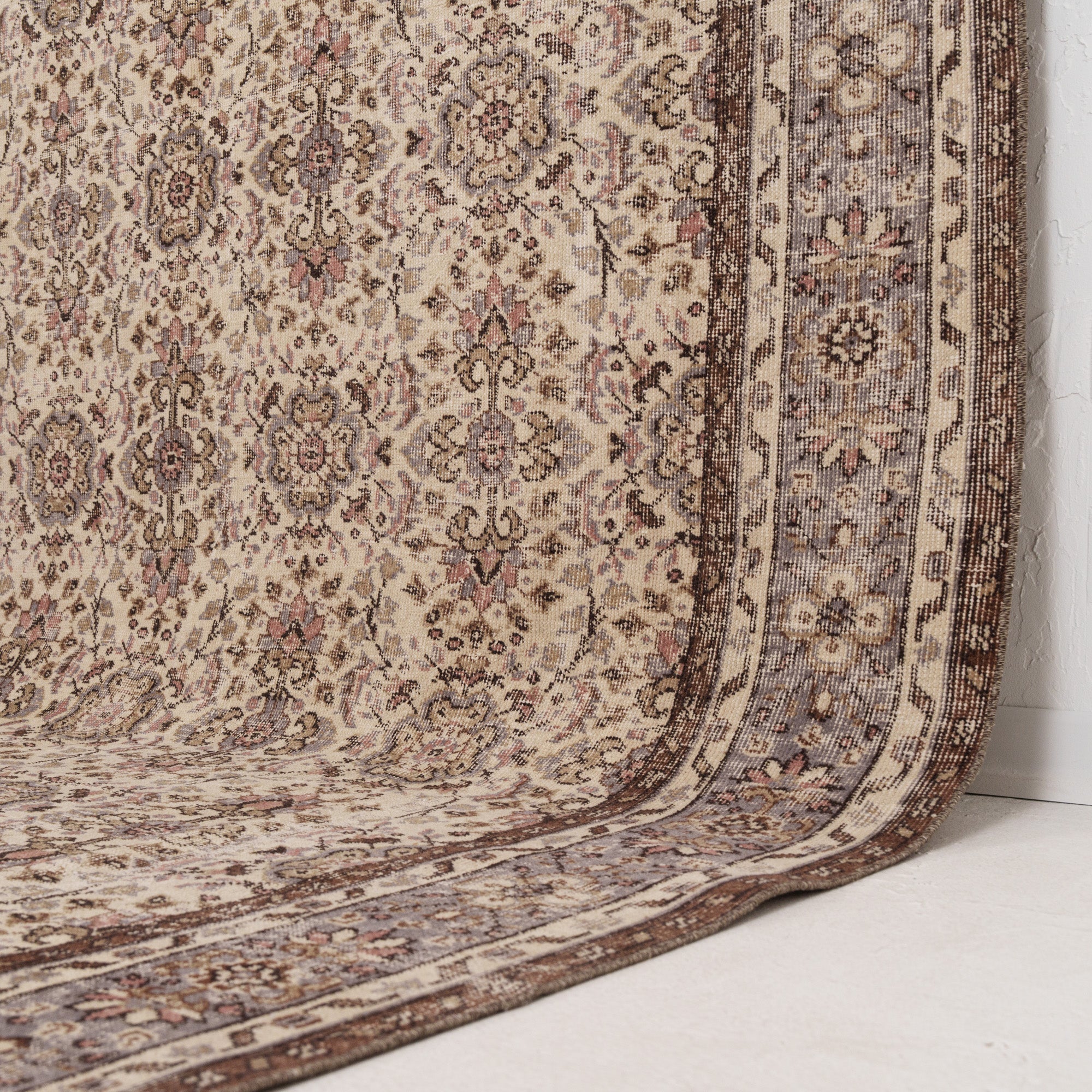Beige and Brown Area Wool Rug