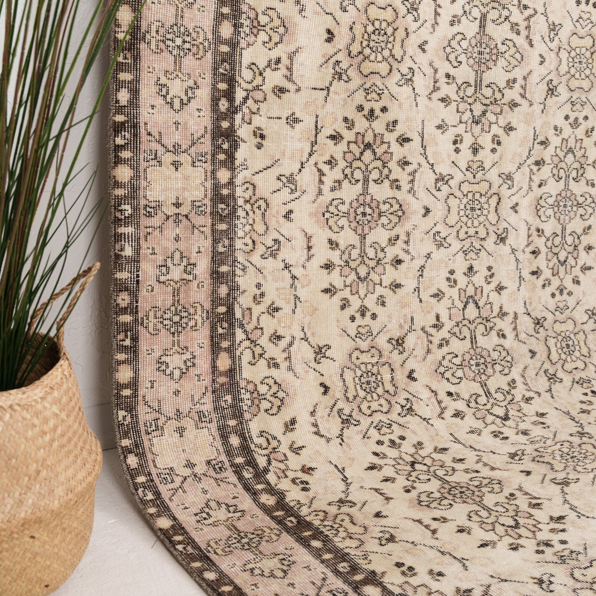 Beige and Red Area Wool Rug