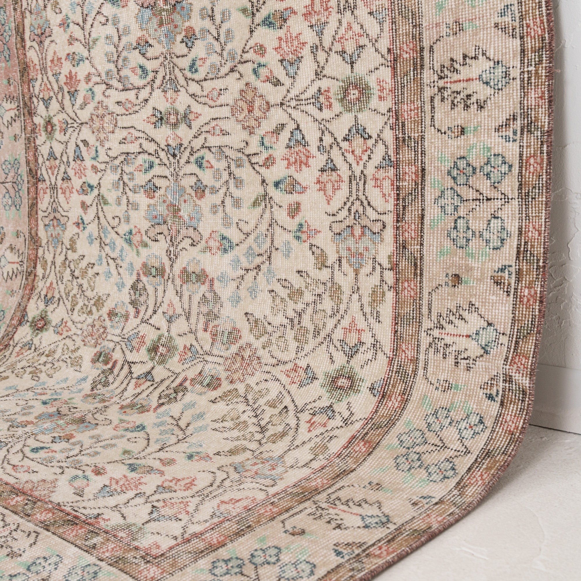 Beige and Pink Area Wool Rug