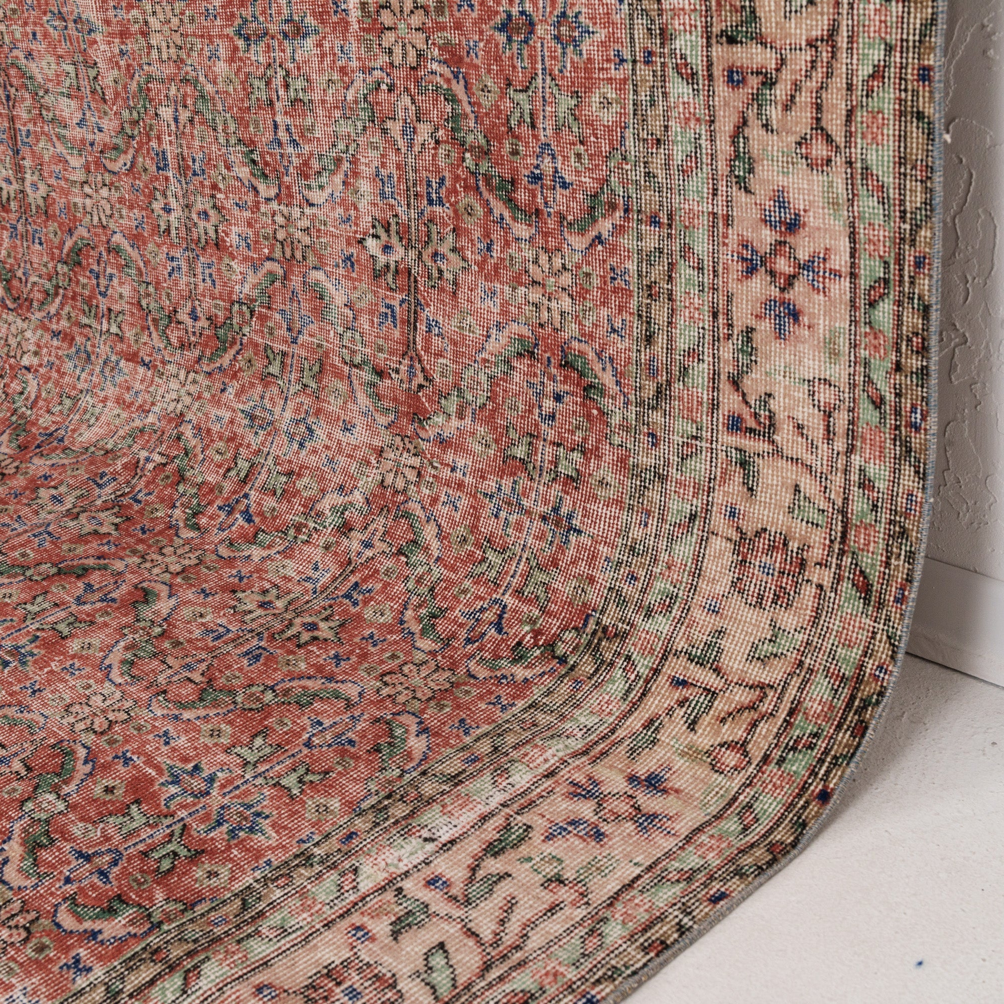 Red and Green Area Wool Rug