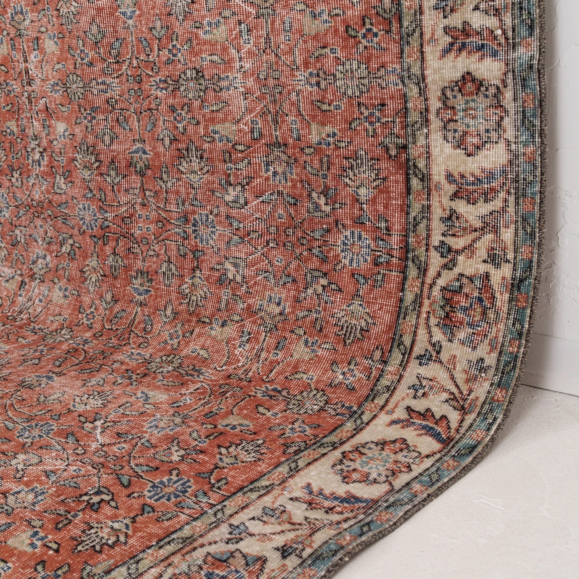 Beige and Red Area Wool Rug