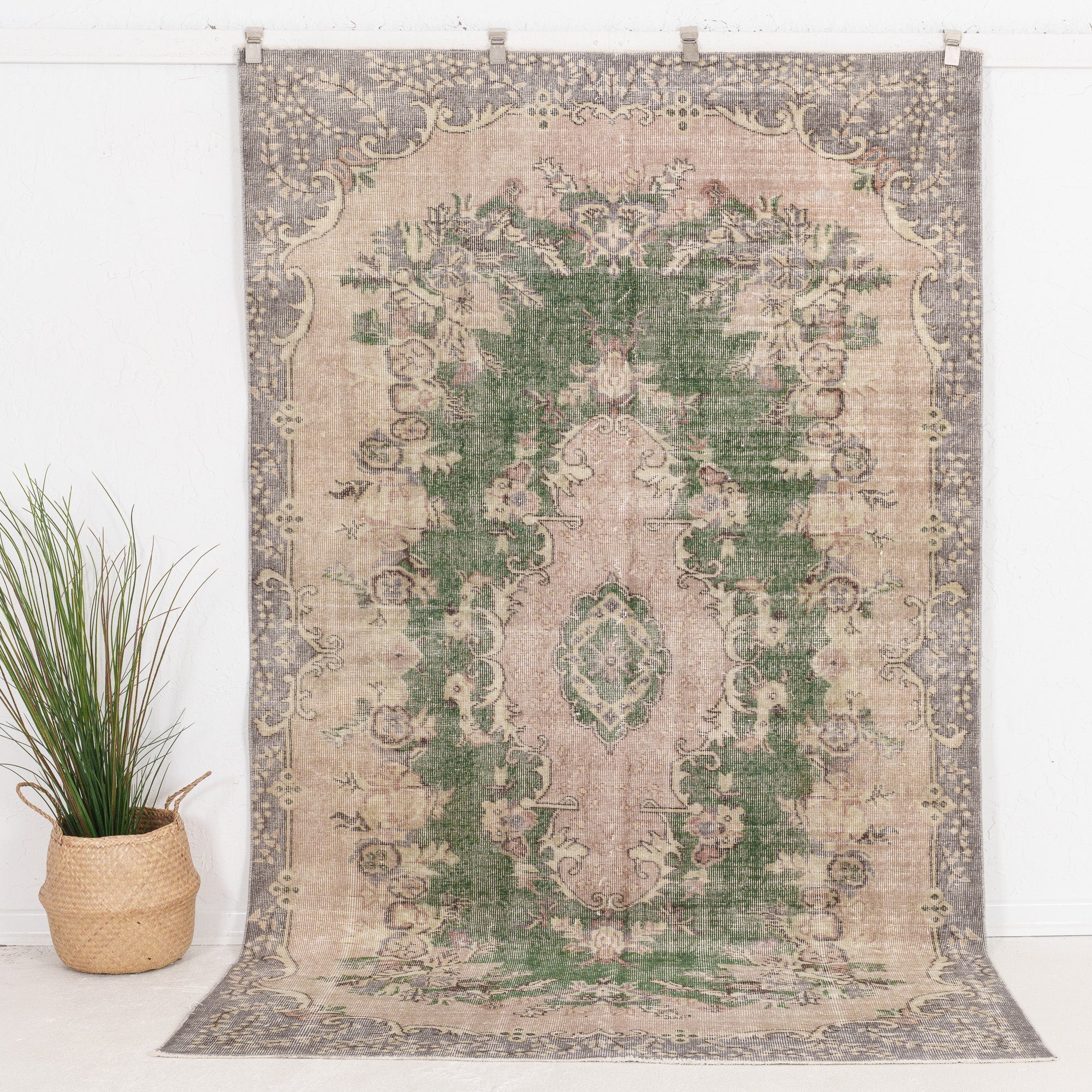 5' x 9' - Vintage Turkish Area Rug, Beige - Delinena | Kuden Rugs