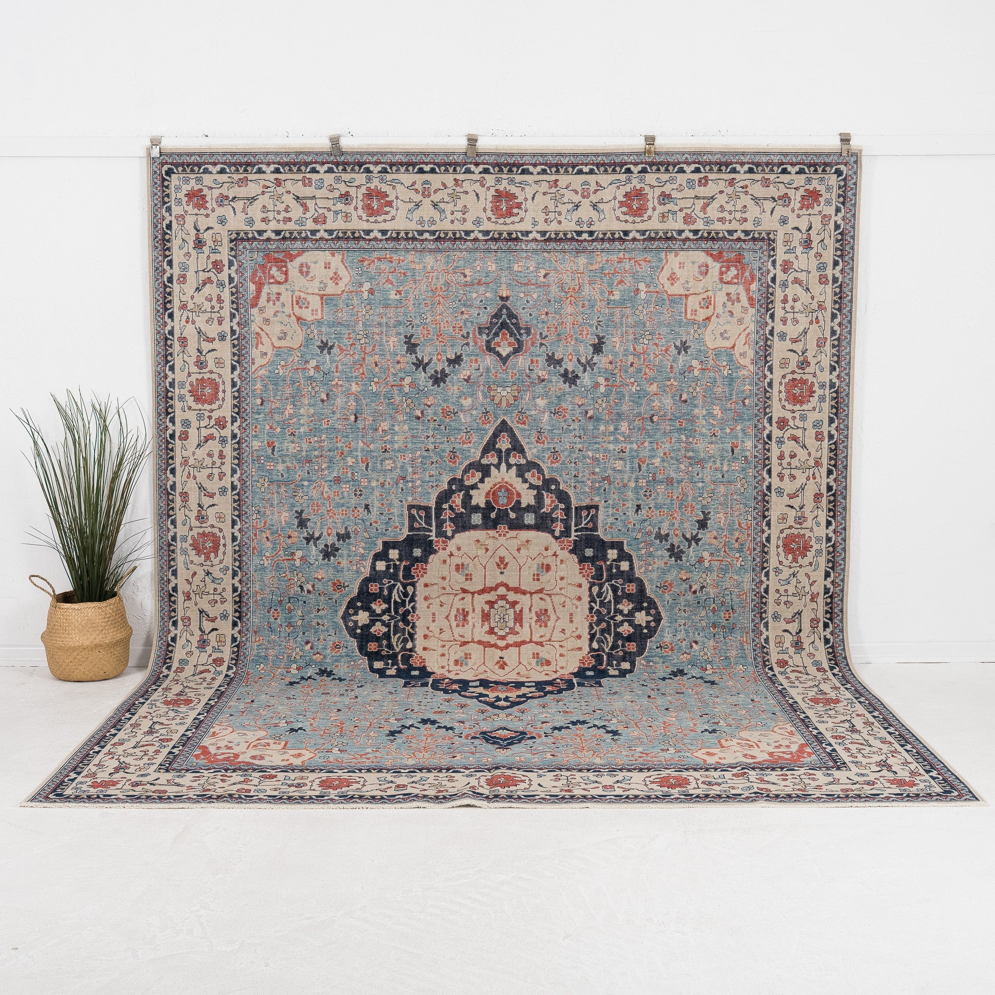 9' x 12' - Vintage Turkish Area Rug, Blue - Vionarae | Kuden Rugs