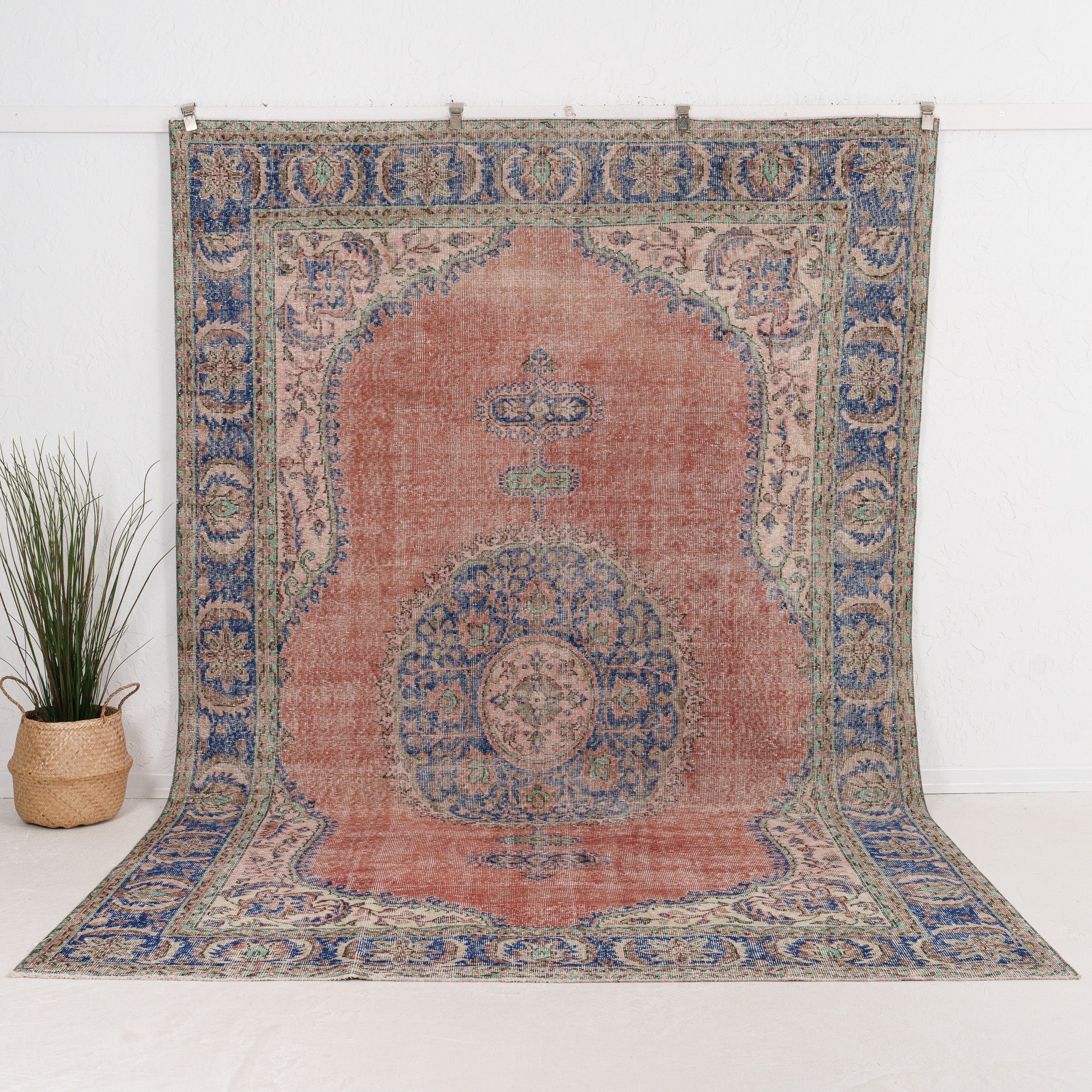 7' x 11' - Vintage Turkish Area Rug, Red - Neravyn | Kuden Rugs