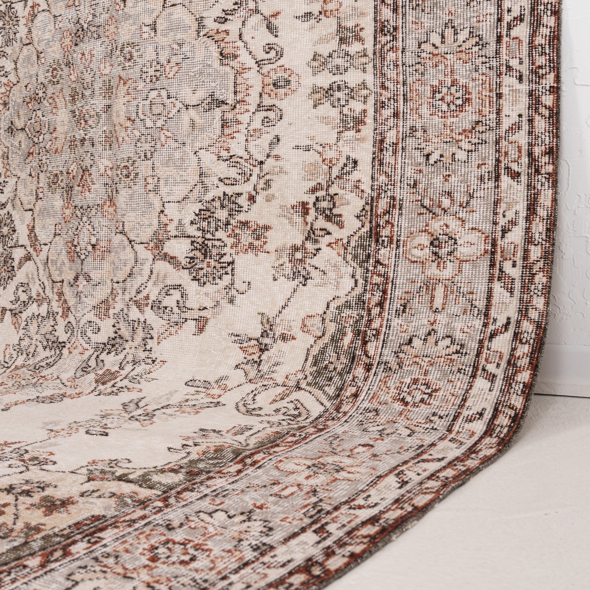 Beige and Pink Area Wool Rug