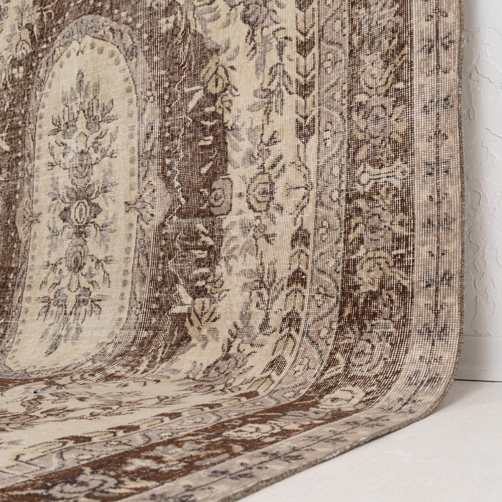 Beige and Brown Area Wool Rug