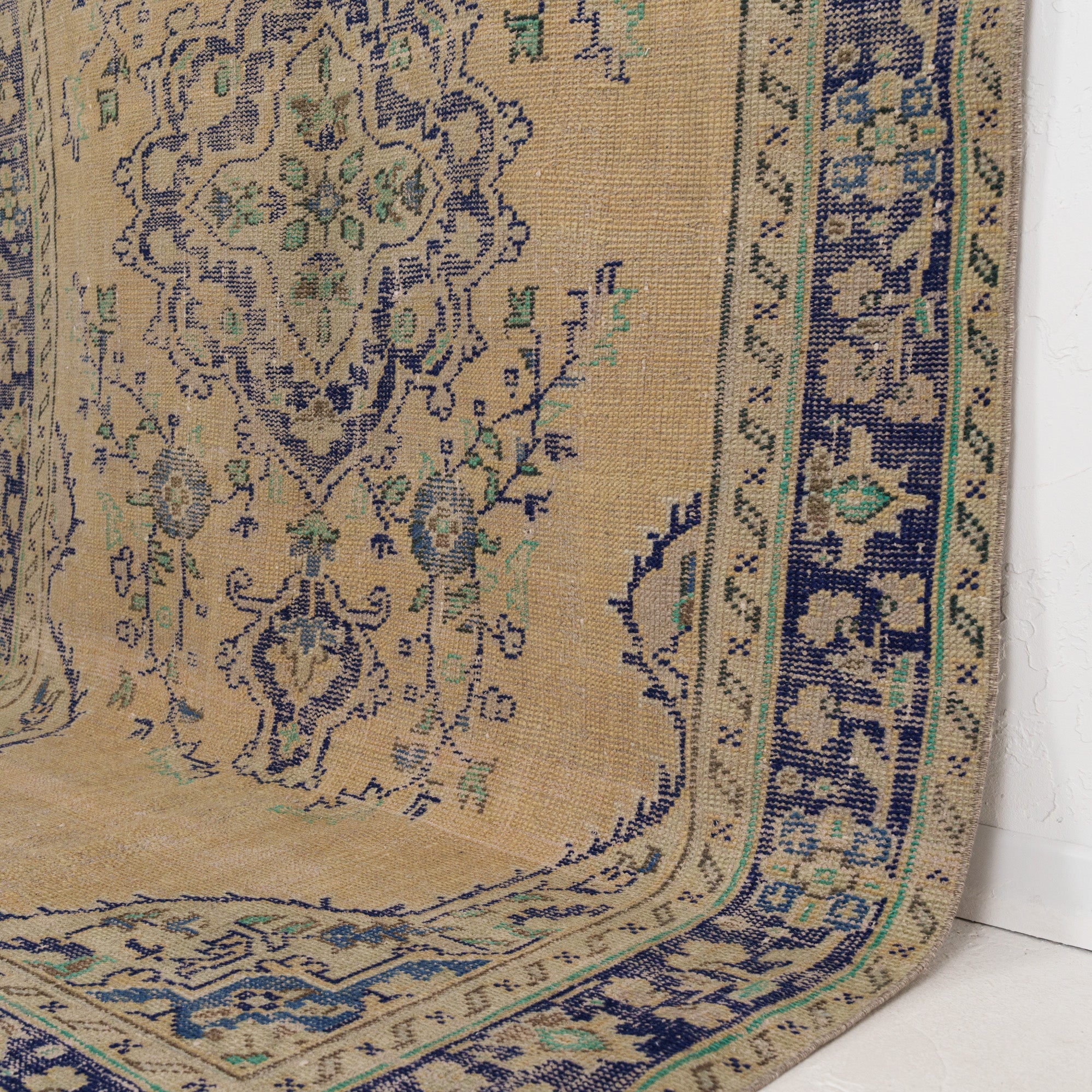 Beige and Blue Area Wool Rug