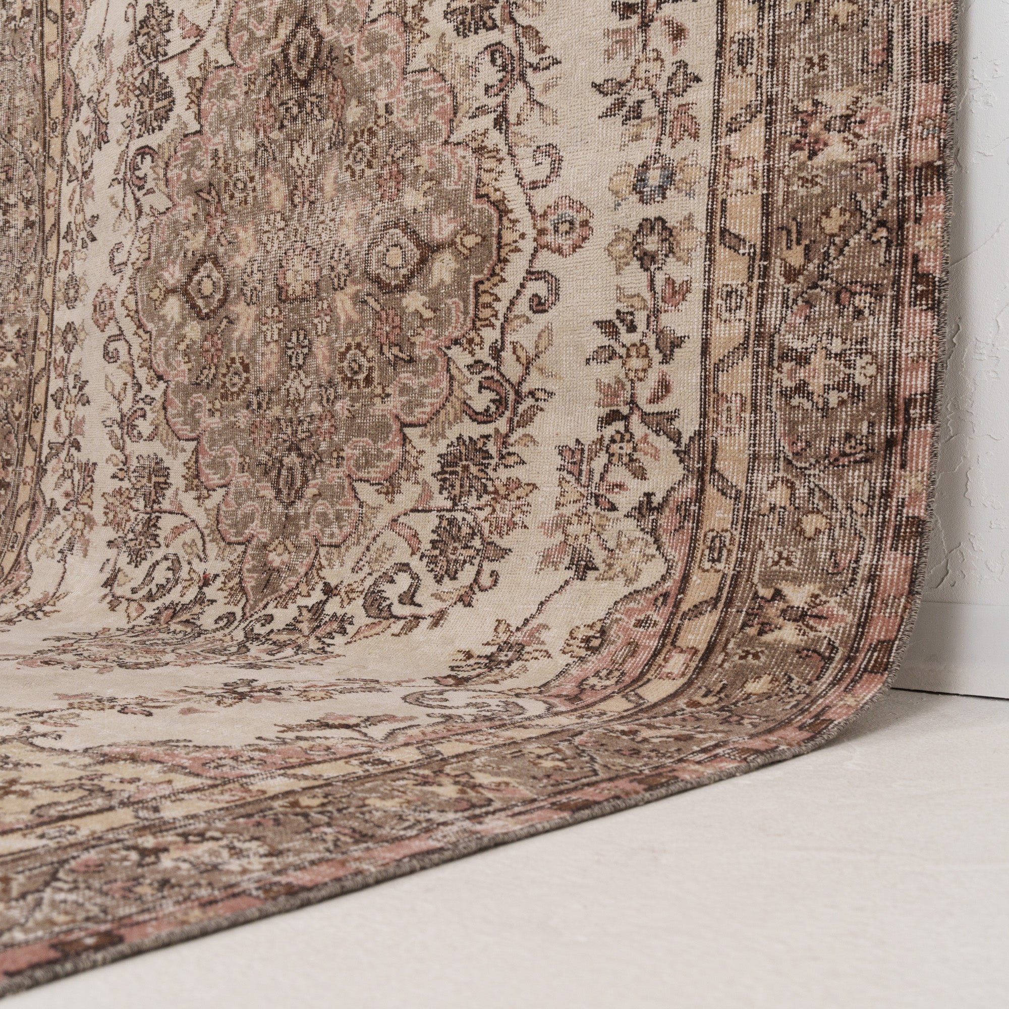 Beige and Brown Area Wool Rug