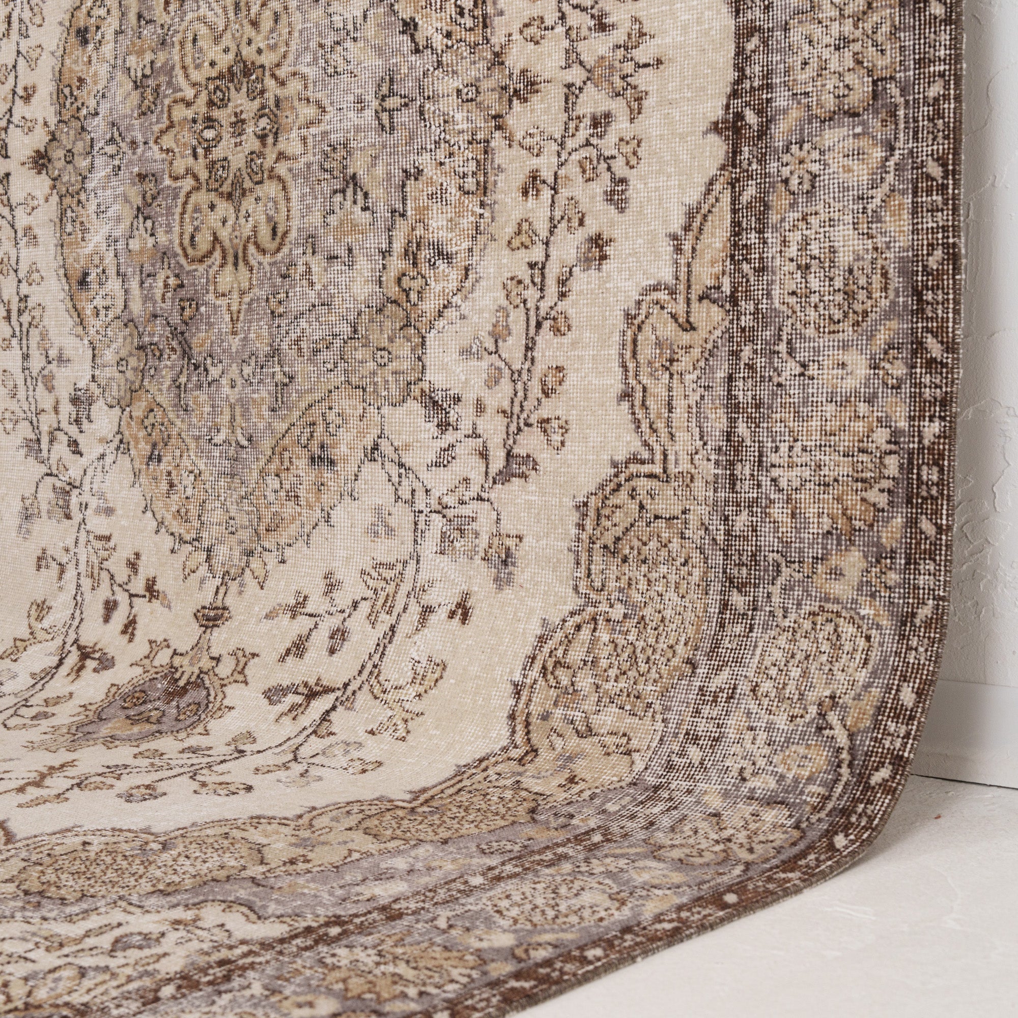 Beige and Brown Area Wool Rug
