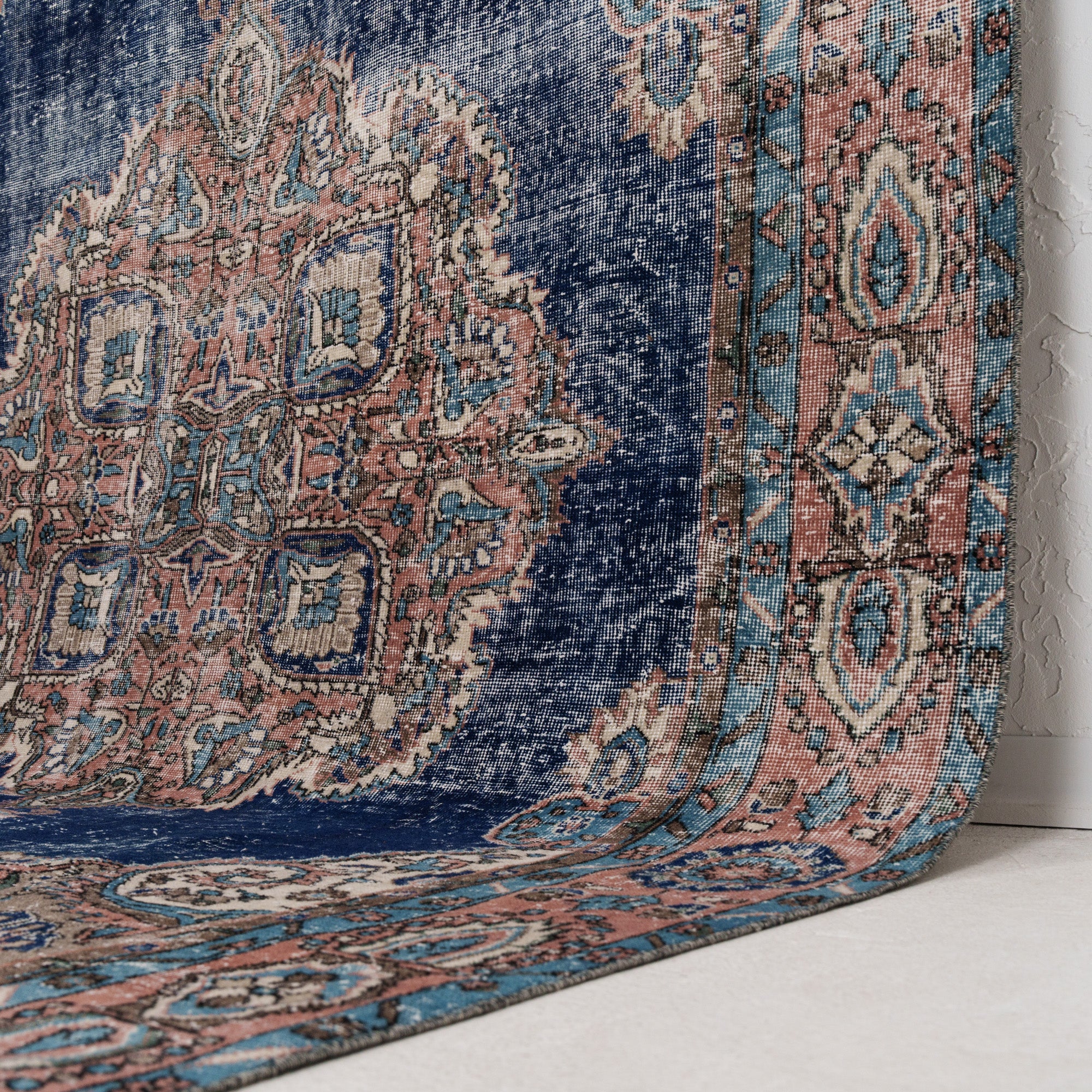 Blue and Red Area Wool Rug