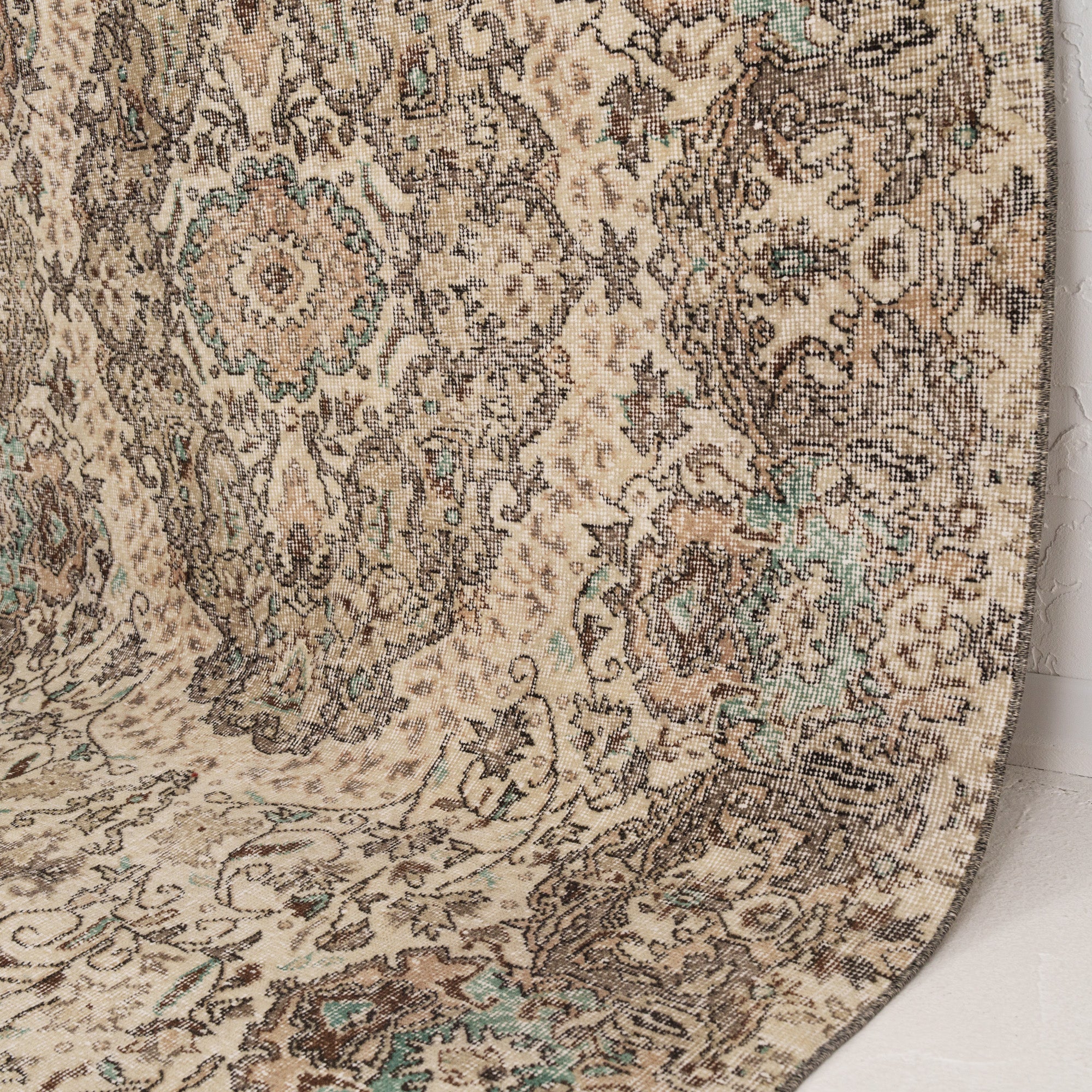 Beige and Brown Area Wool Rug