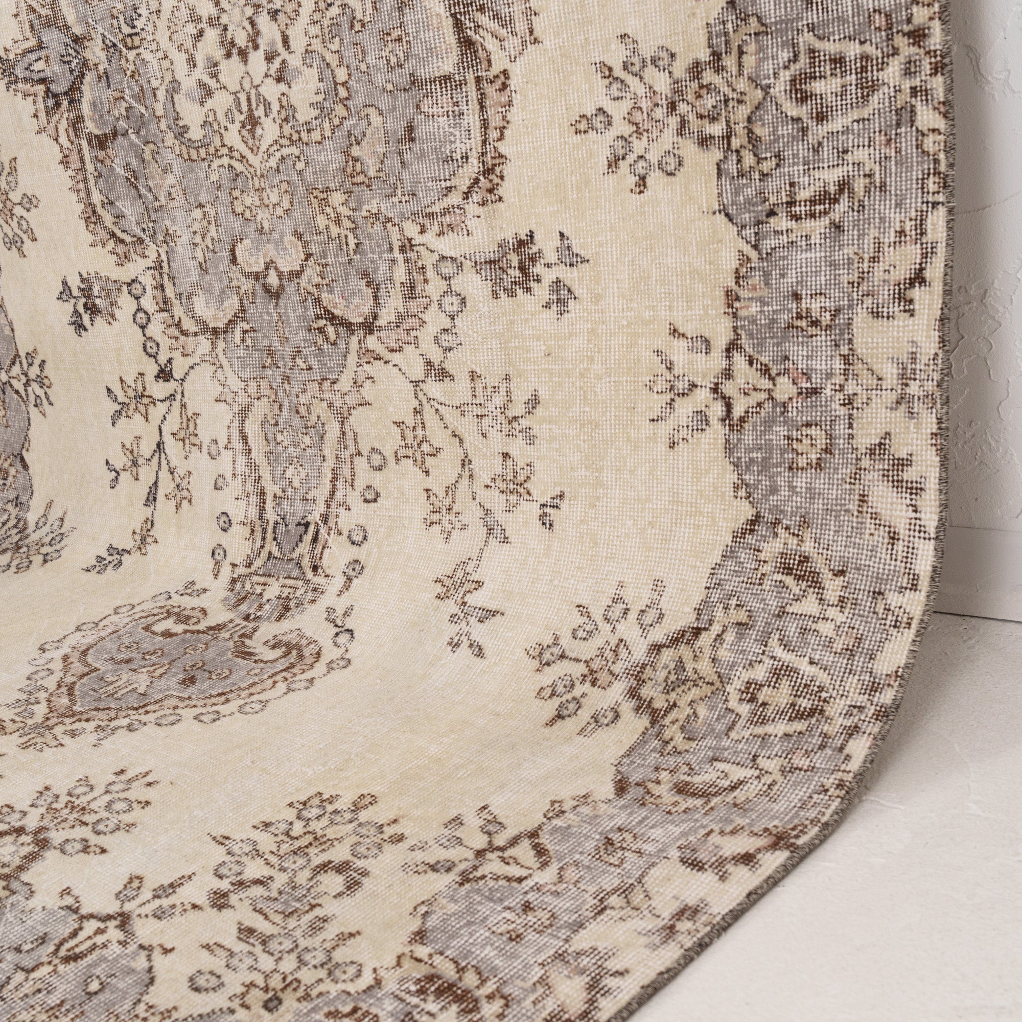 Beige and Purple Area Wool Rug