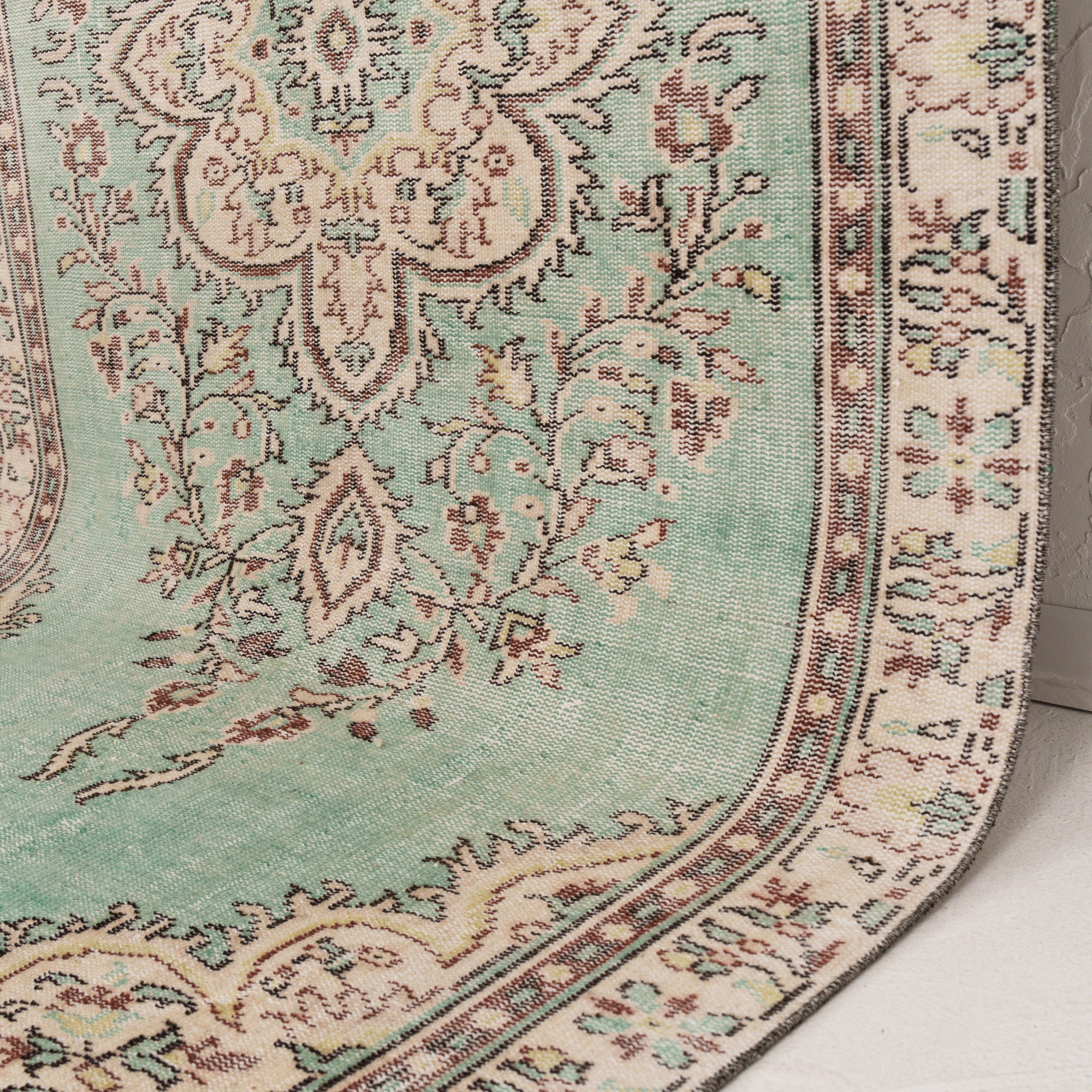 Green and Red Area Wool Rug