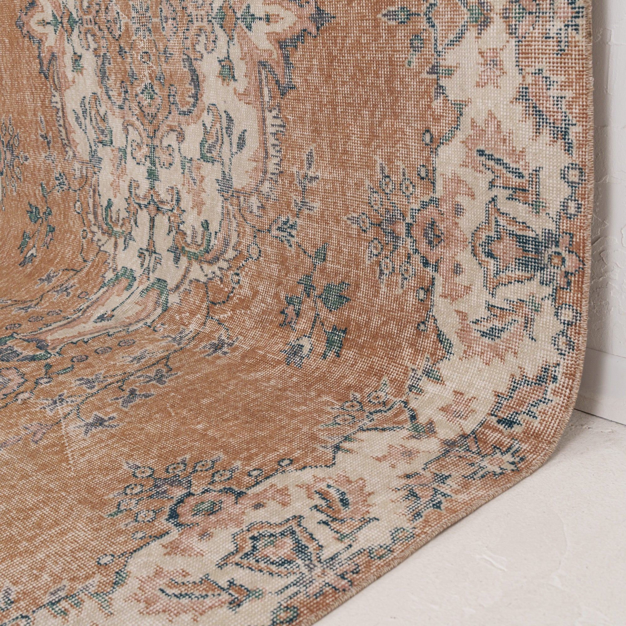Orange and Beige Area Wool Rug
