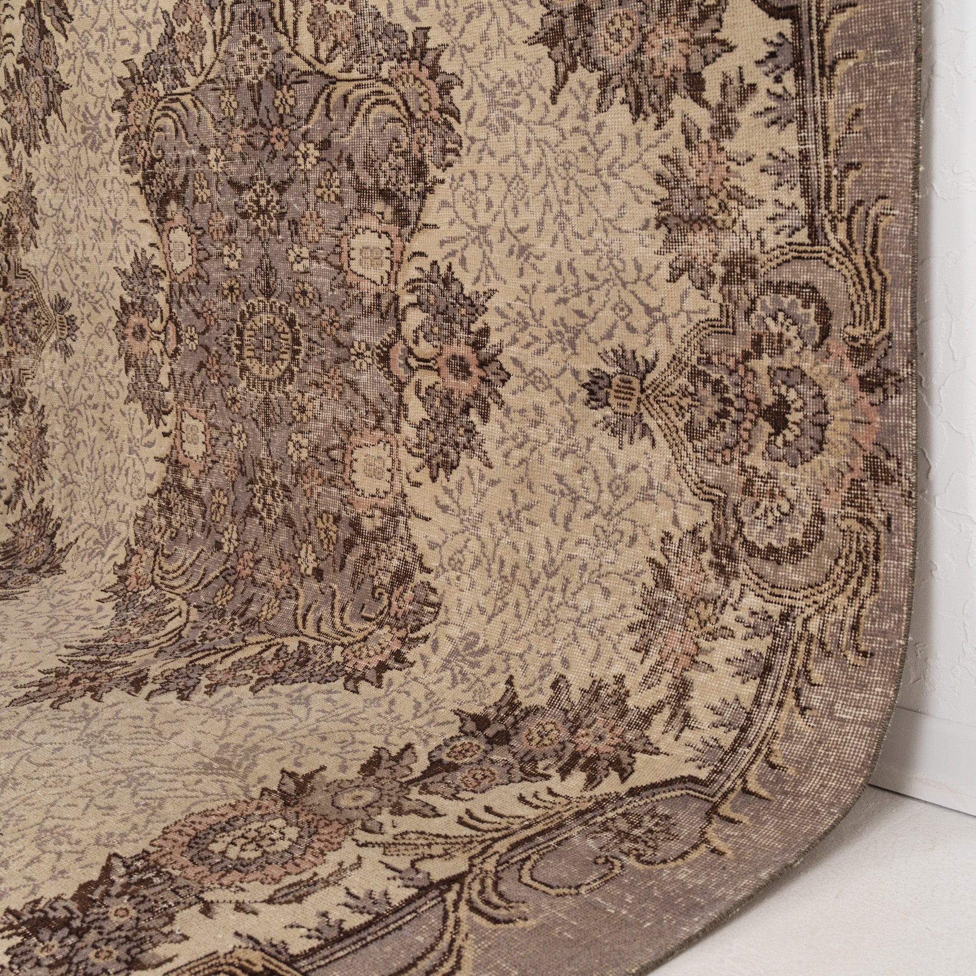 Beige and Brown Area Wool Rug