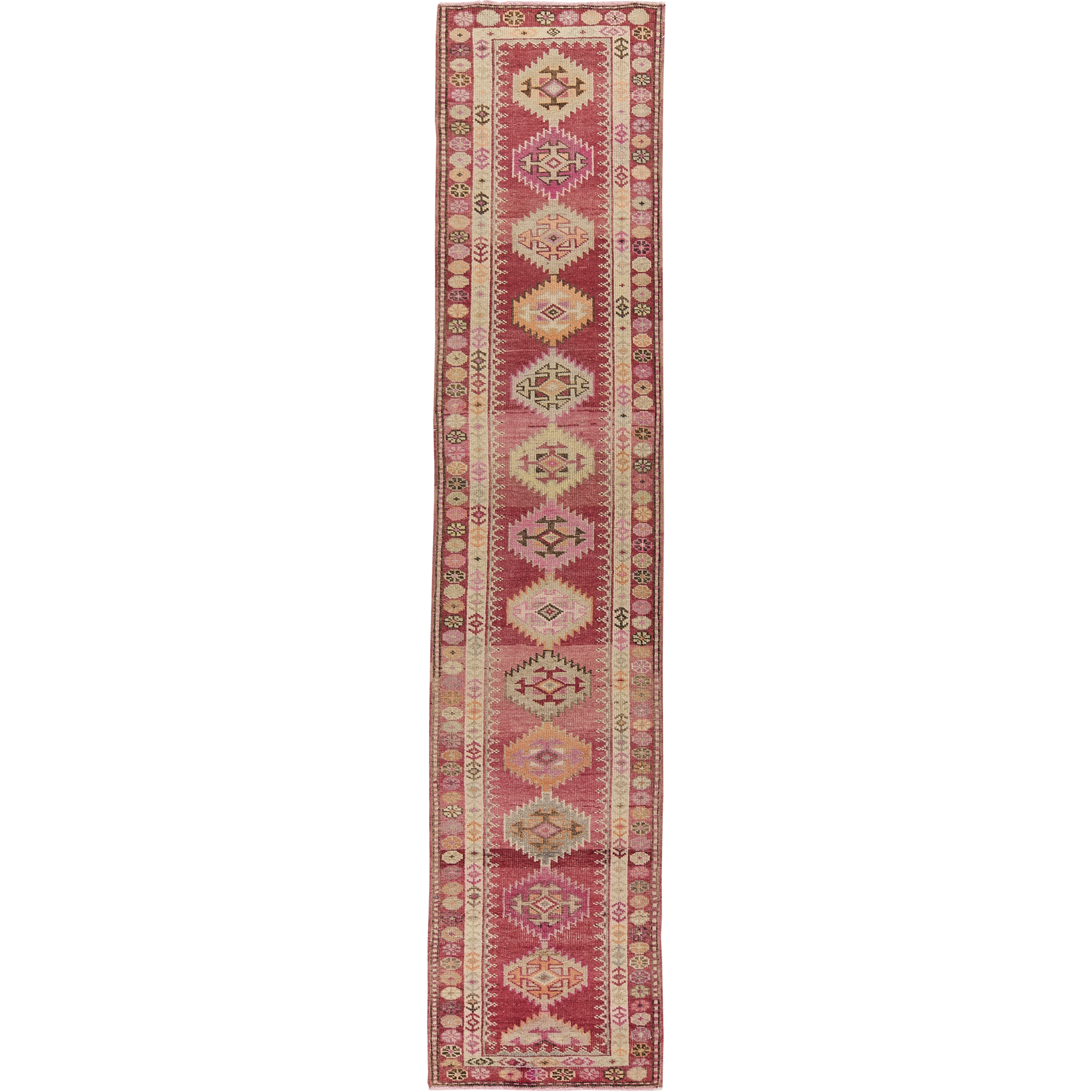 Wendy | Bold Red Geometric Oriental Runner | Kuden Rugs