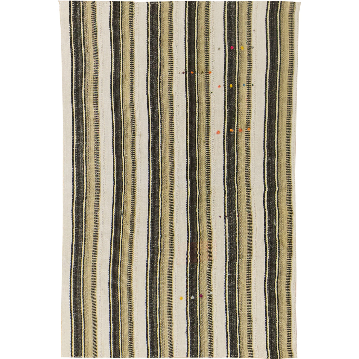 Yentel: A Charming Brown Vintage Turkish Hemp Kilim Rug with Stripes | Kuden Rugs