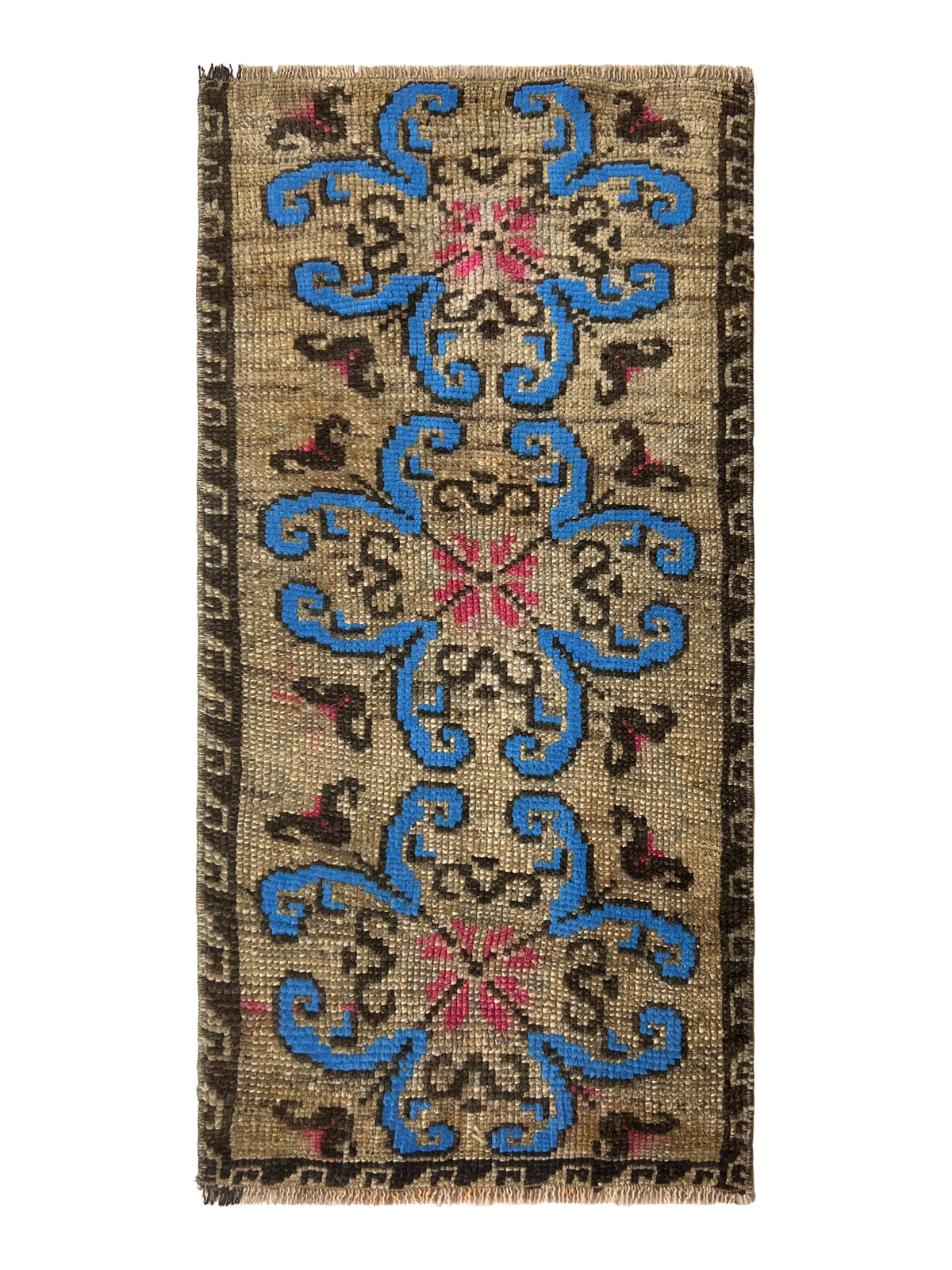 Kittee - Vintage Mini Beige Area Rug - kudenrugs