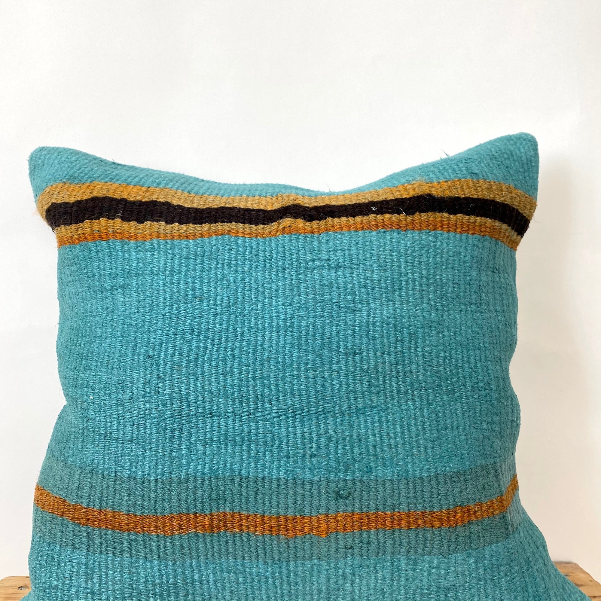 Chloris - Turquoise Hemp Pillow Cover - kudenrugs