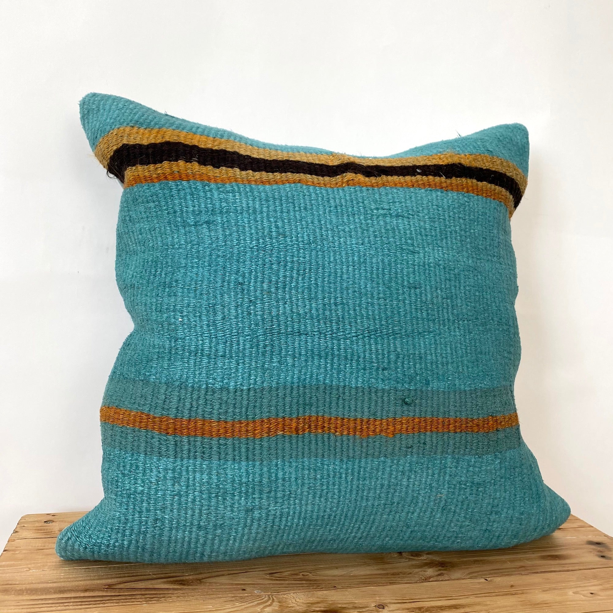 Chloris - Turquoise Hemp Pillow Cover - kudenrugs