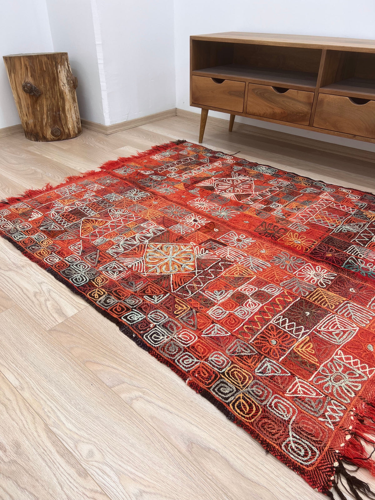 Allethea - Multi Color Turkish Kilim Rug - kudenrugs