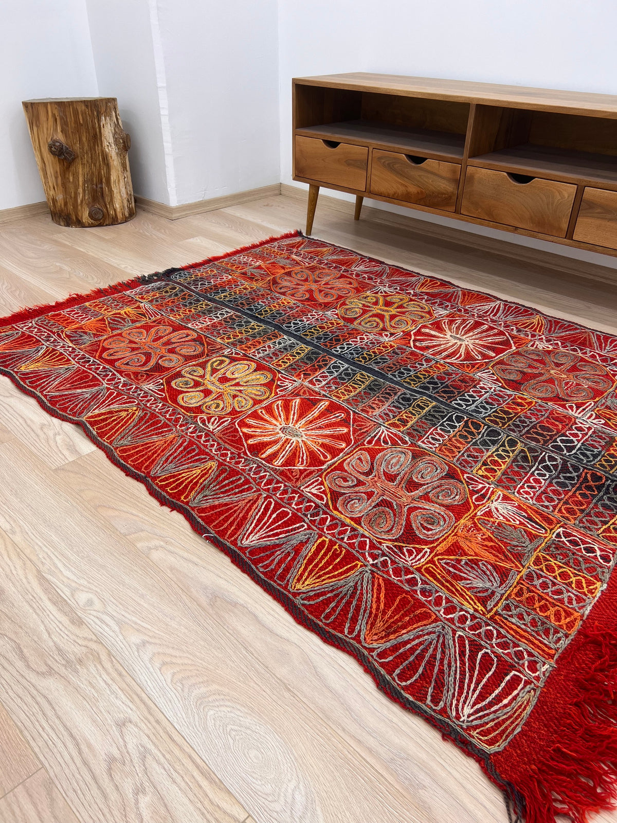 Allix - Multi Color Turkish Kilim Rug - kudenrugs
