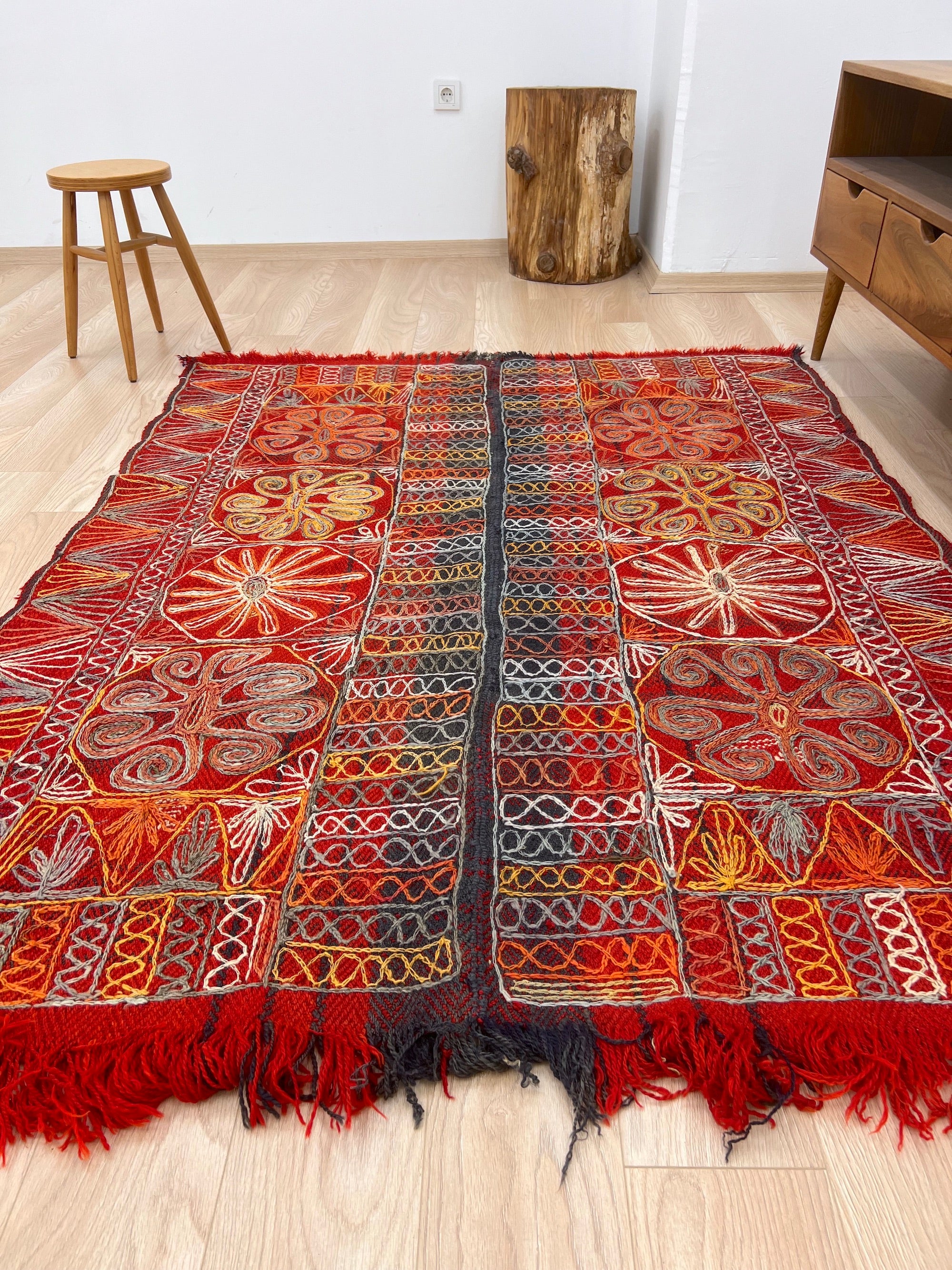Allix - Multi Color Turkish Kilim Rug - kudenrugs