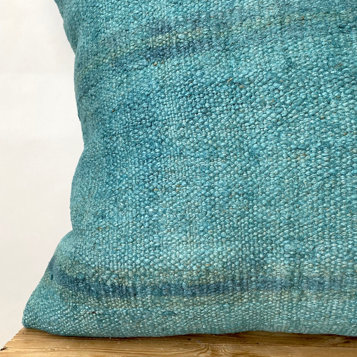 Flourette - Turquoise Hemp Pillow Cover - kudenrugs