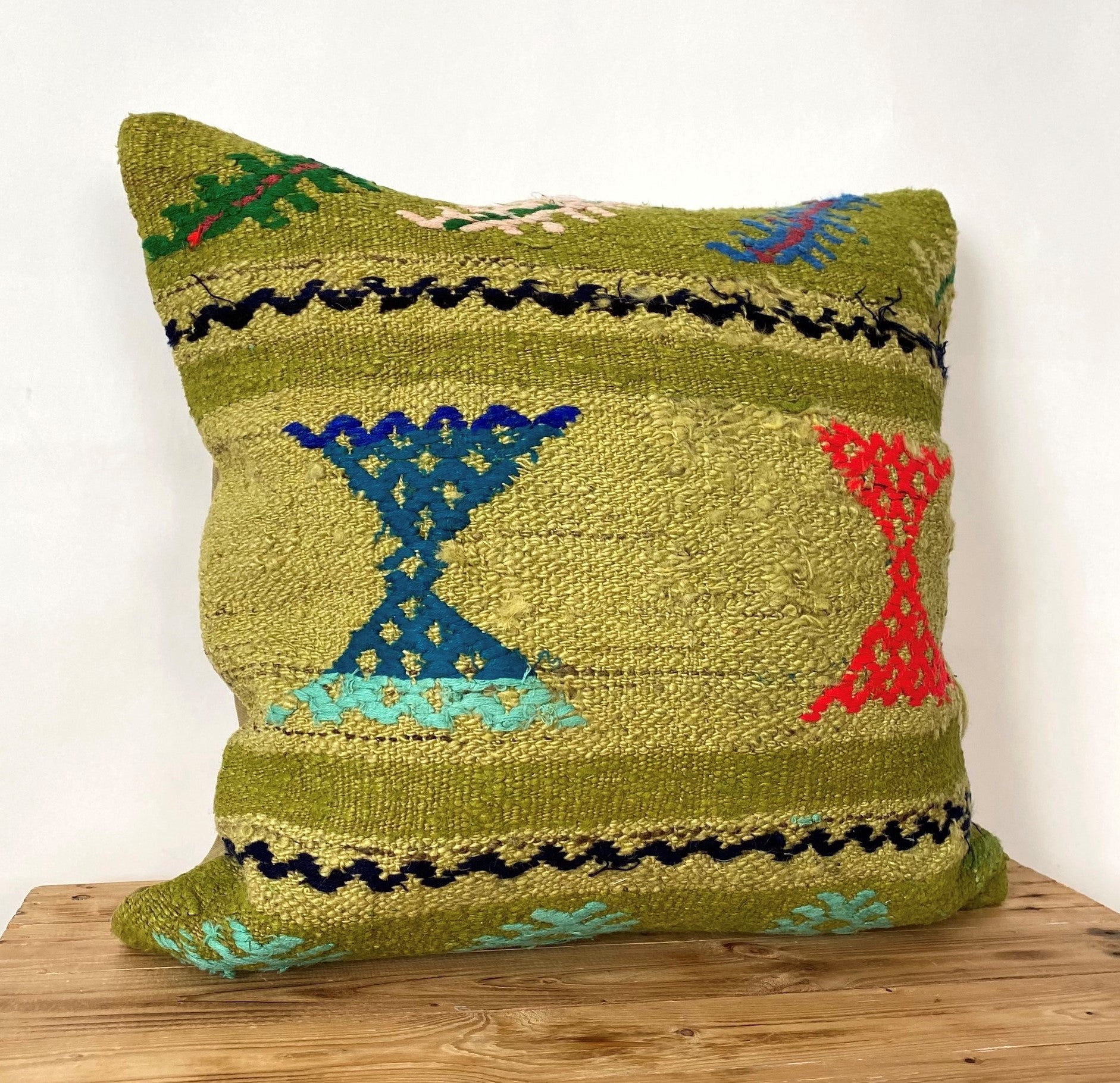 Geana - Olive Green Hemp Pillow Cover - kudenrugs